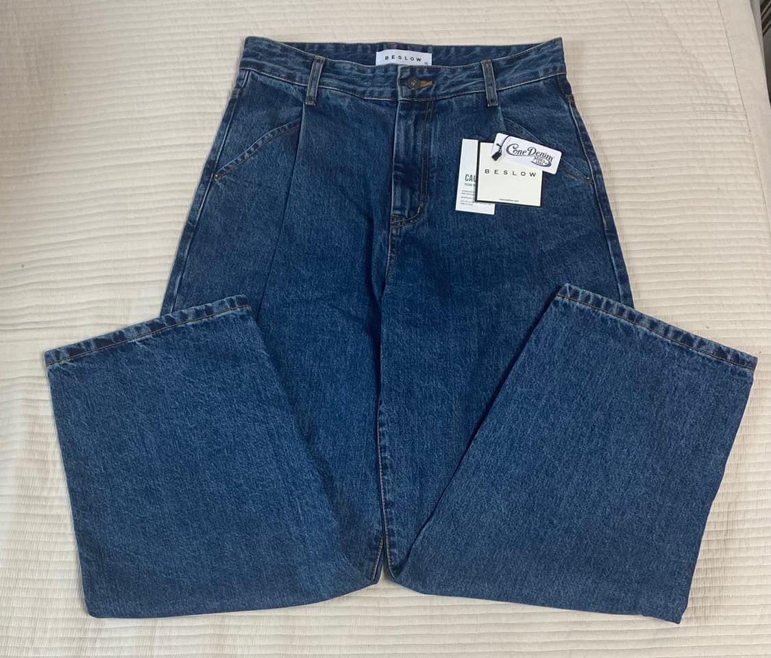 (새상품) 비슬로우 콘밀 딥 원턱 데님 진 medium washed 중청 상품이미지3