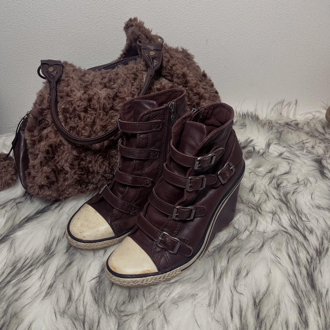 Ash 아쉬 웨지힐 스니커즈 버건디 가죽 상품이미지1