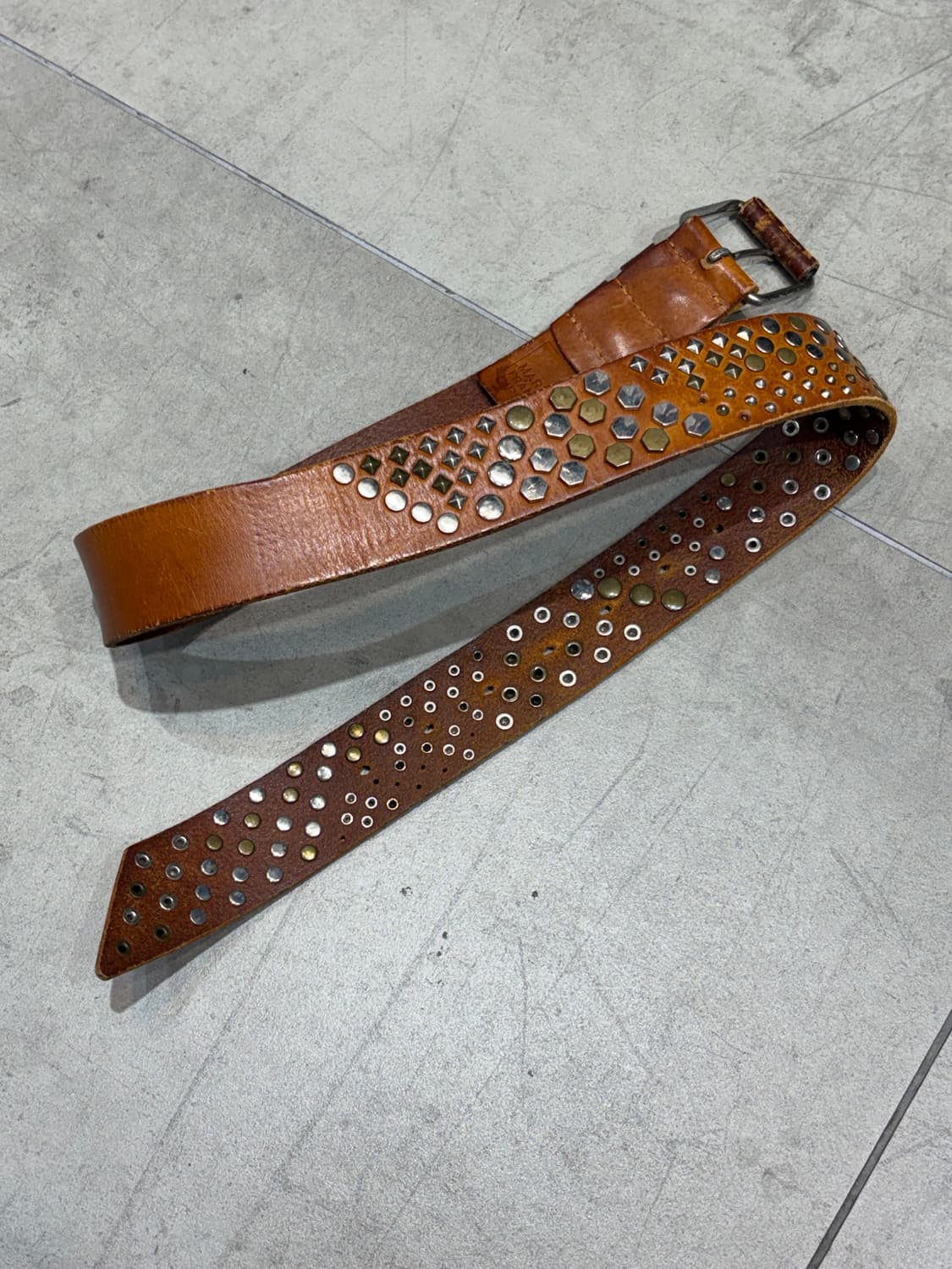 00s 마리떼 프랑소와 저버 스터드 소가죽 레더 벨트 상품이미지4