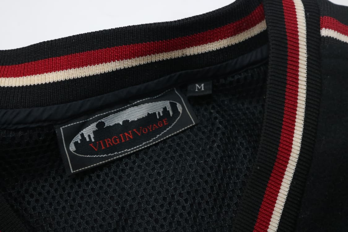 90s 빈티지 레드 라인 스트라이프 브이넥 스웻셔츠(M) 상품이미지6