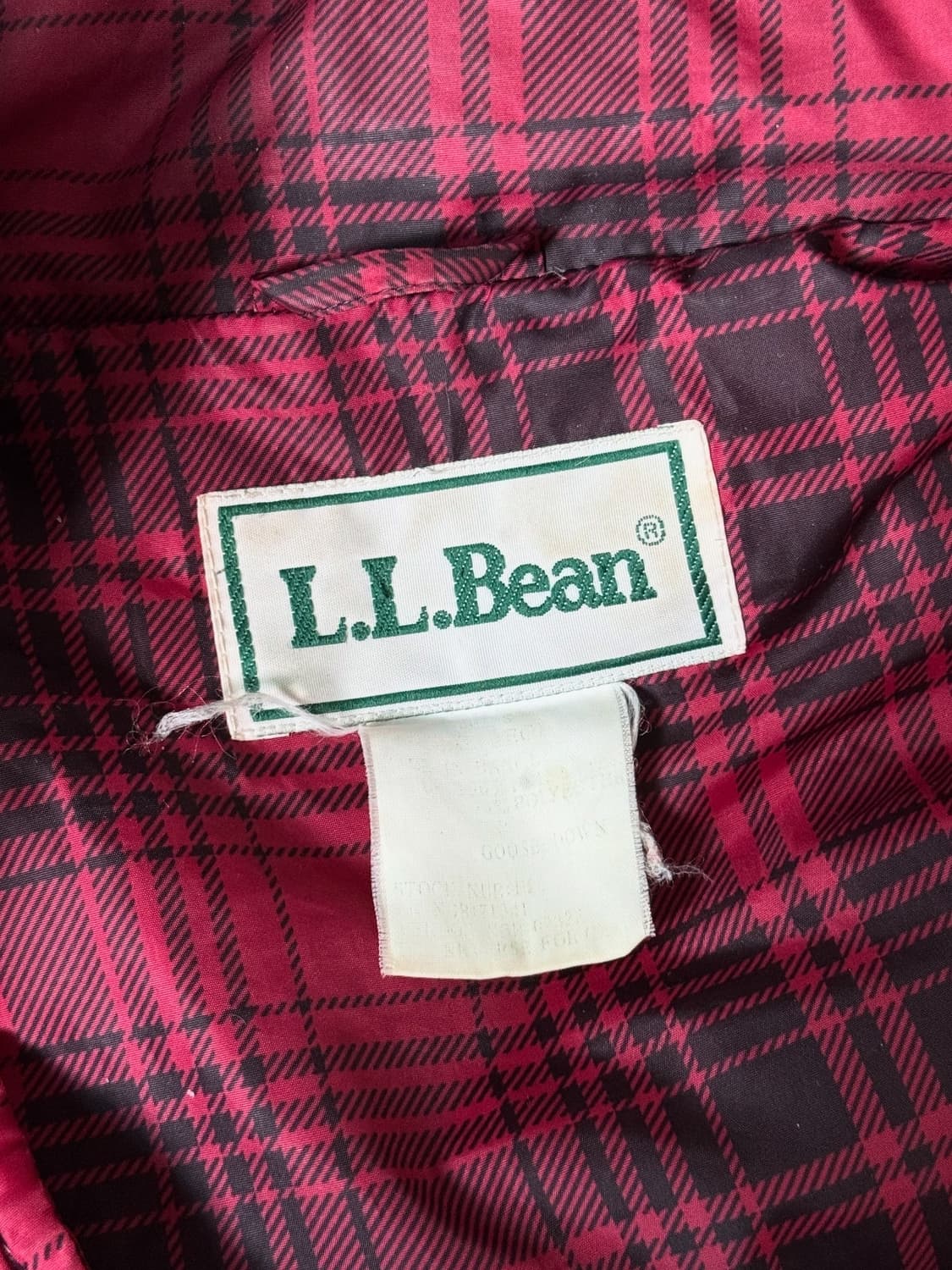 80s 엘엘빈 구스다운 타탄체크 패커블 푸퍼 베스트 (105-110) 상품이미지3