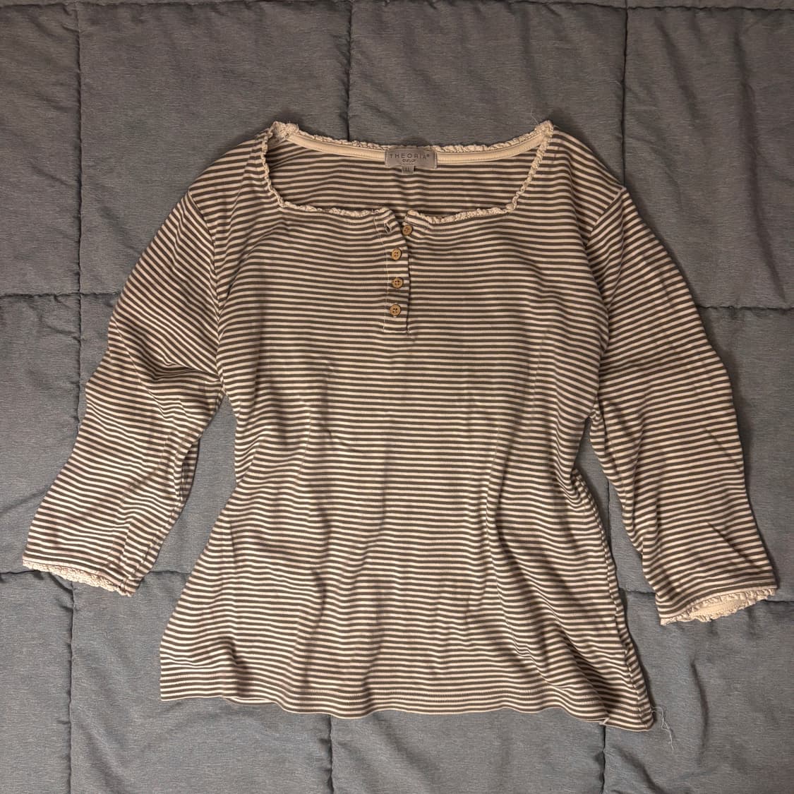 7부 긴팔티 스트라이프 단가라 모리걸 하구미 상품이미지2