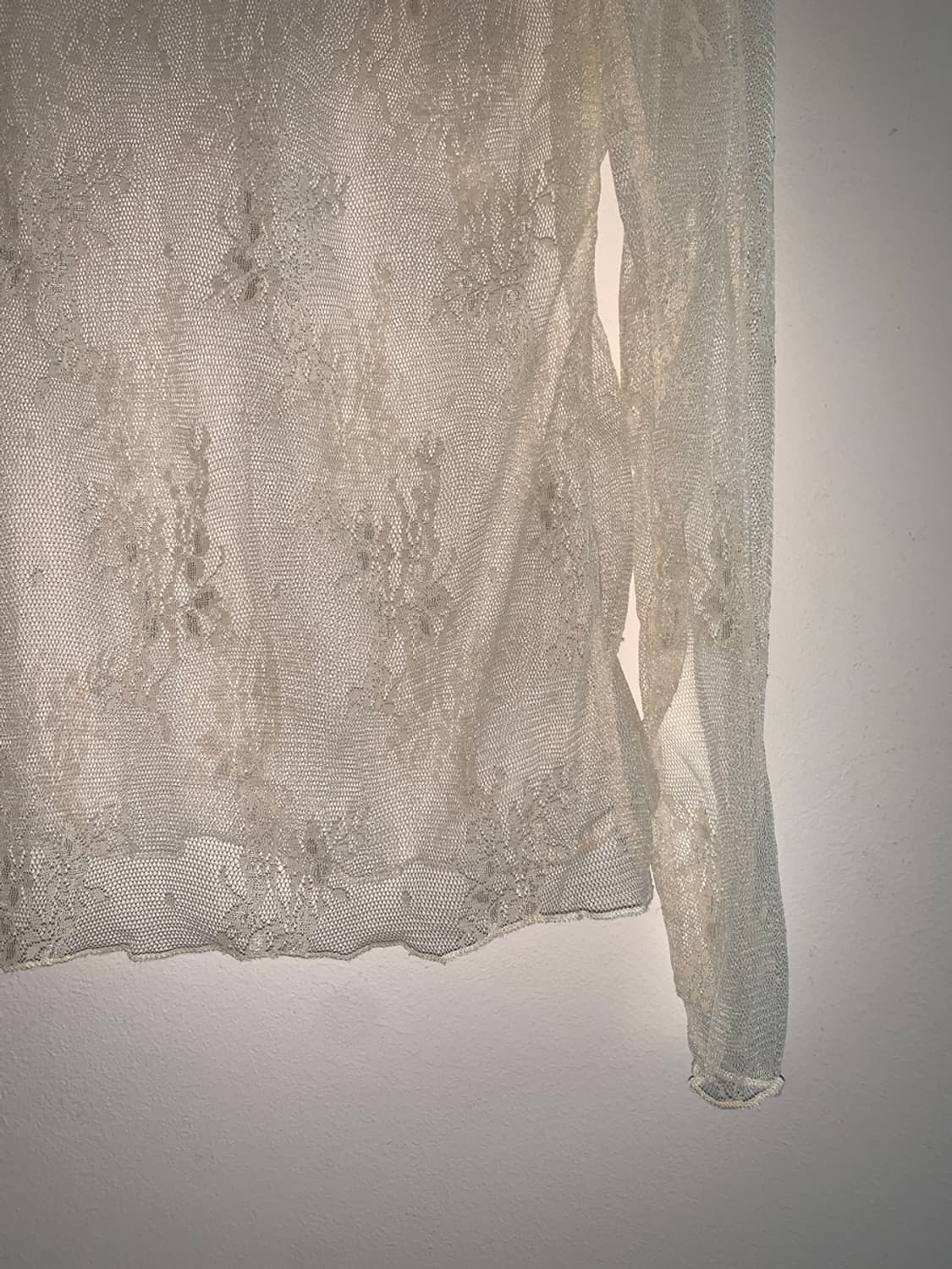 Lace high neck see through blouse t 상품이미지5