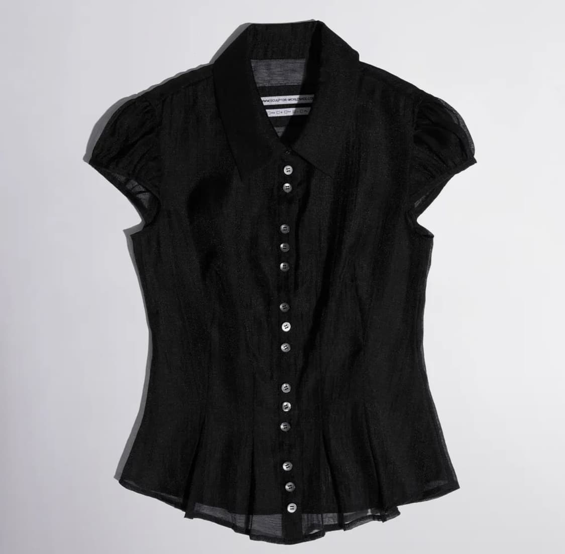 스컬프터 Sheer Pleated Hem Blouse black 상품이미지1