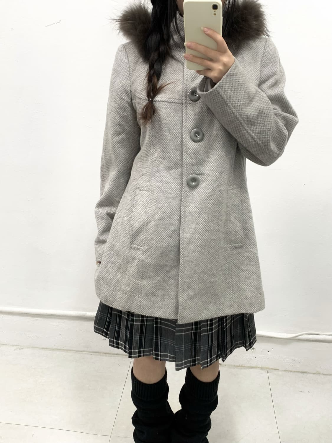 [SHALLISH] 도쿄걸 퍼 후드 하이넥 코트 상품이미지3