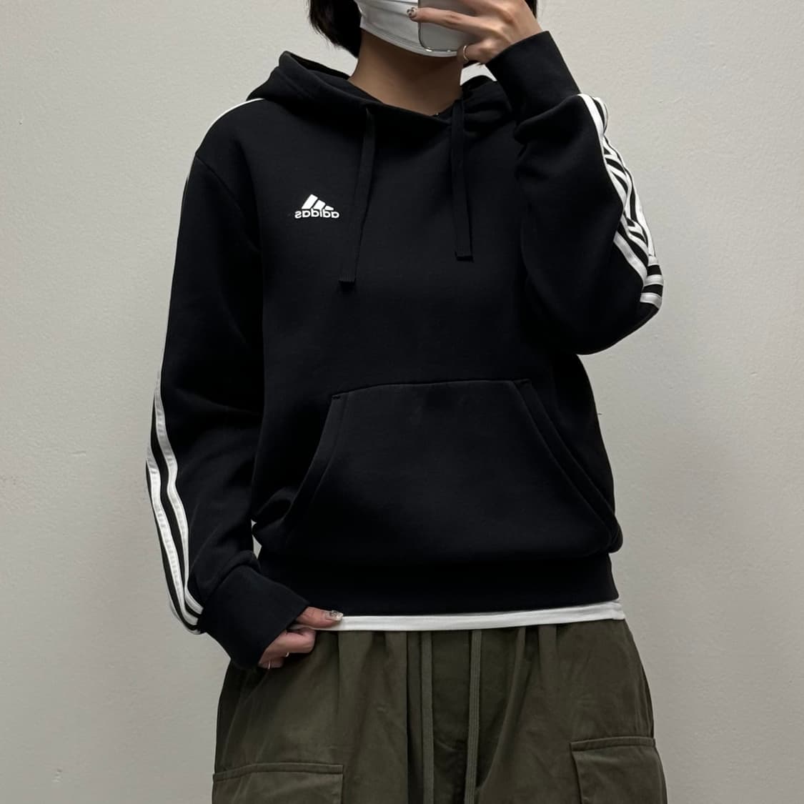 아디다스 삼선 후드티 블랙 L [060304] 상품이미지1
