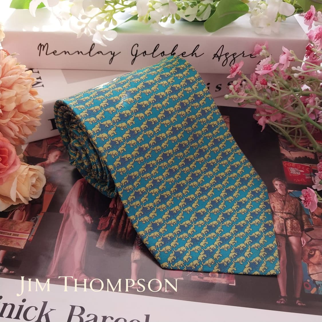 짐톰슨 실크 그린 코끼리 자카드 넥타이 9.5cm A+등급 K1440
 상품이미지1