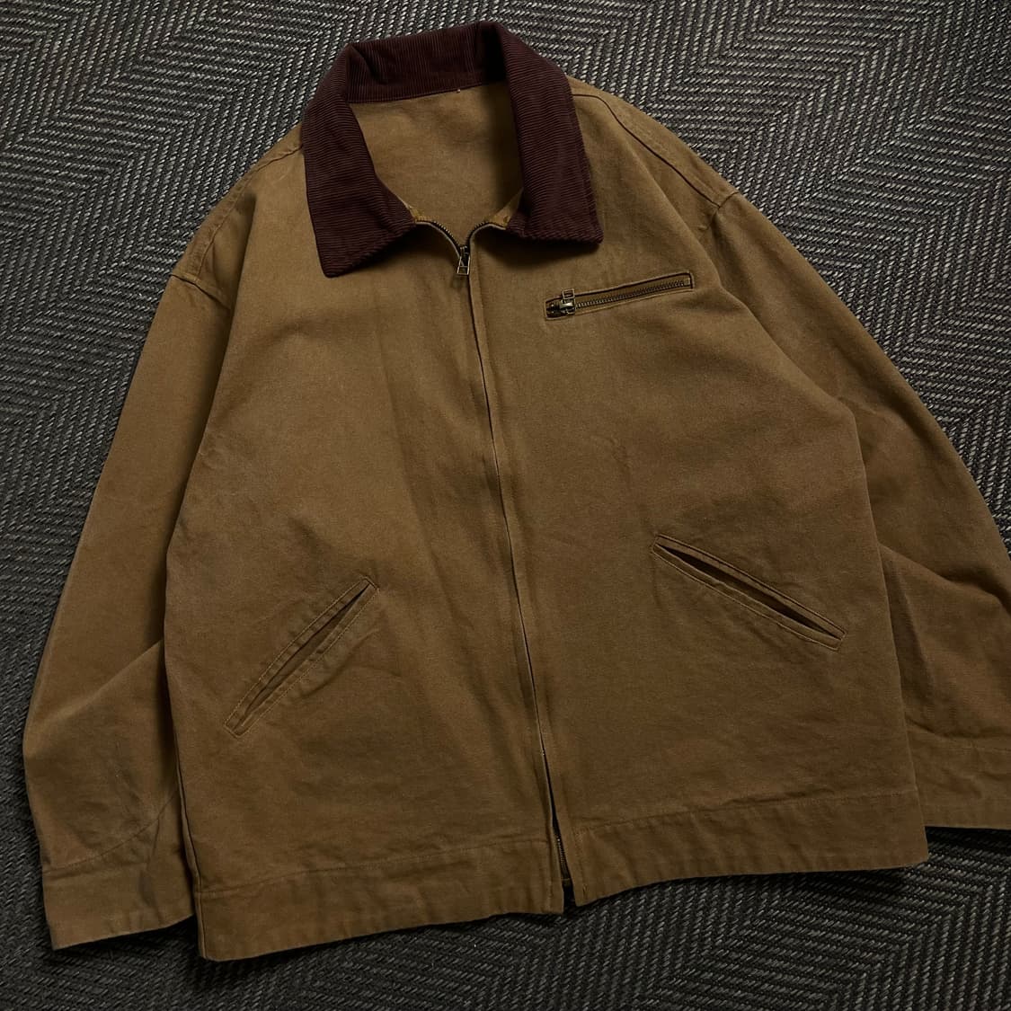 빈티지 올드스쿨 캔버스 워크 자켓 브라운y 4499 상품이미지1