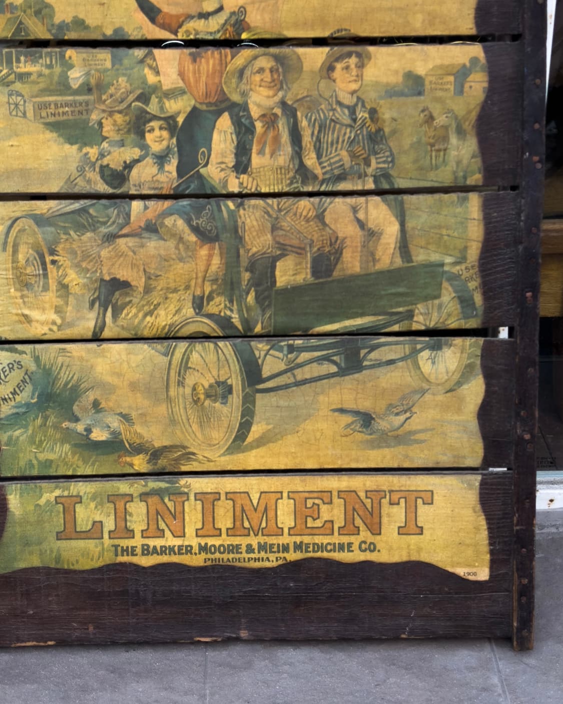 빈티지 소품 1900년 Barker's Liniment 나무 간판 상품이미지4