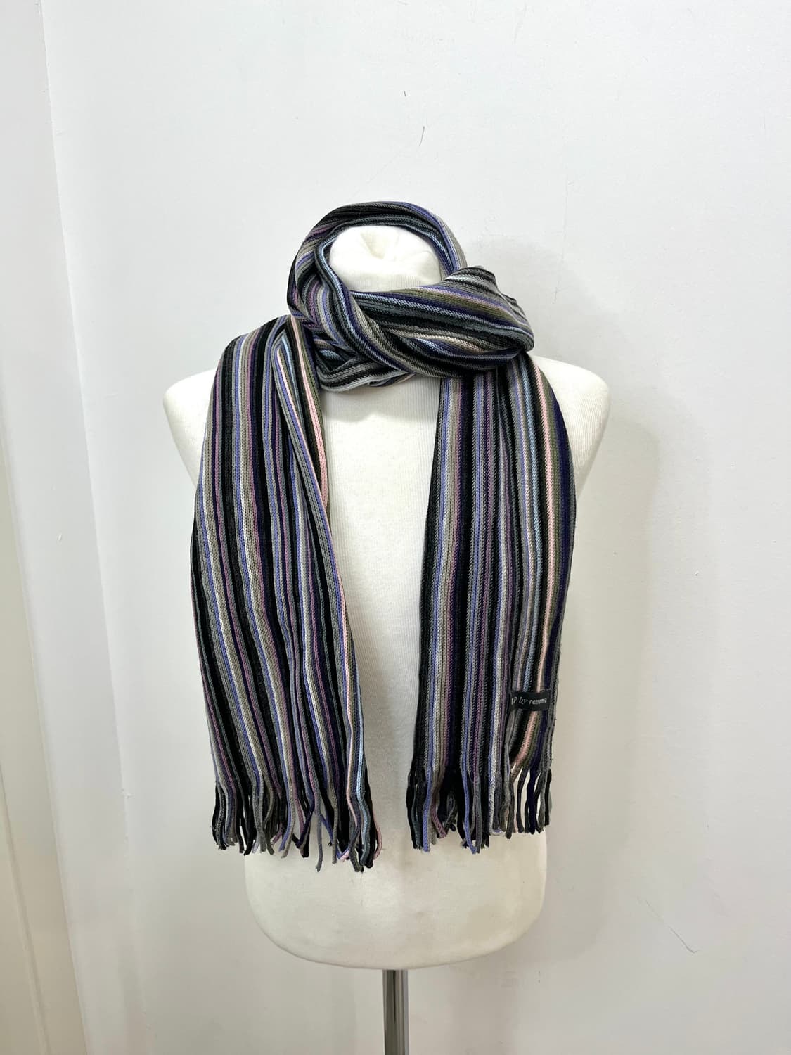 일본 빈티지 모리걸 스트라이프 테슬 머플러 상품이미지1