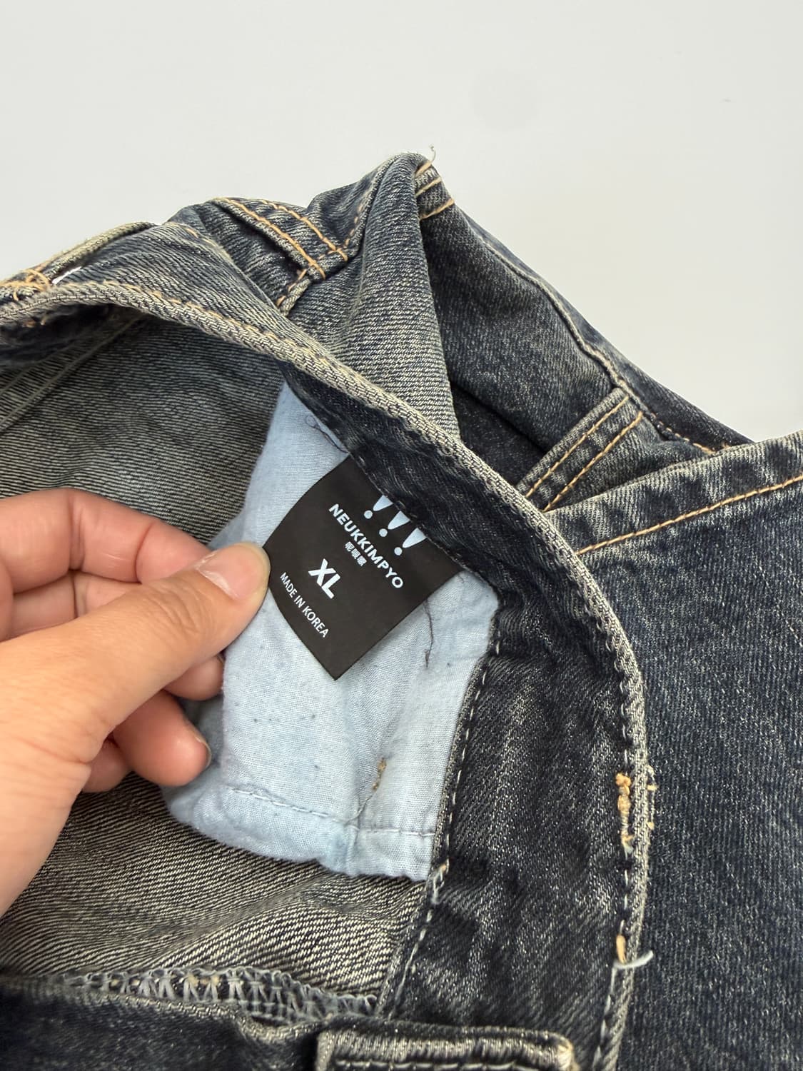 빈티지 워싱 와이드 데님 팬츠 인디고 상품이미지4