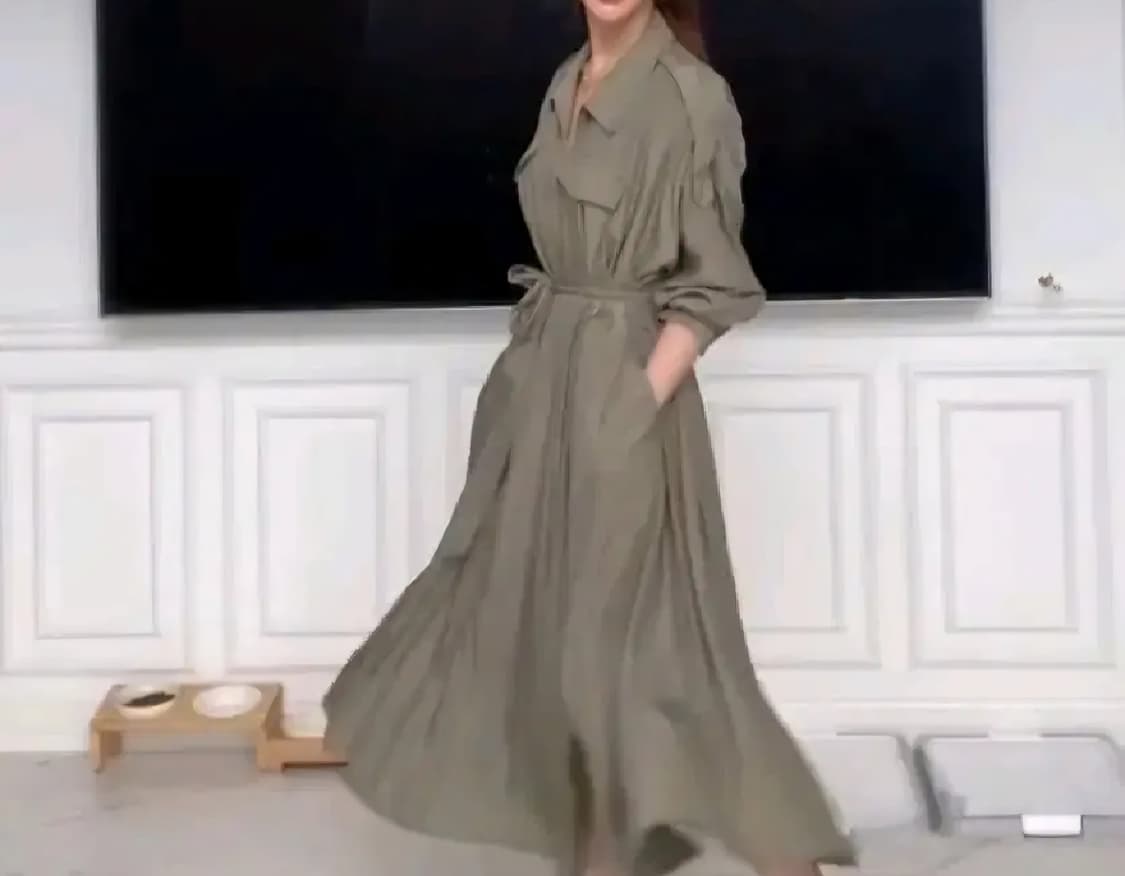 😍무배)줄로그 트렌치원피스 상품이미지1