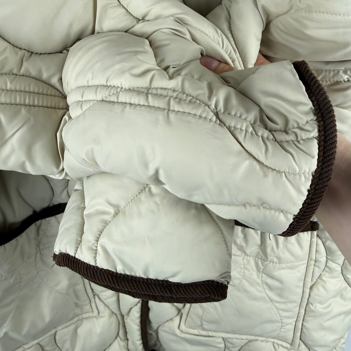 M) OUXUEQI 퀄팅 솜 패딩 버튼 자켓 베이지 상품이미지4