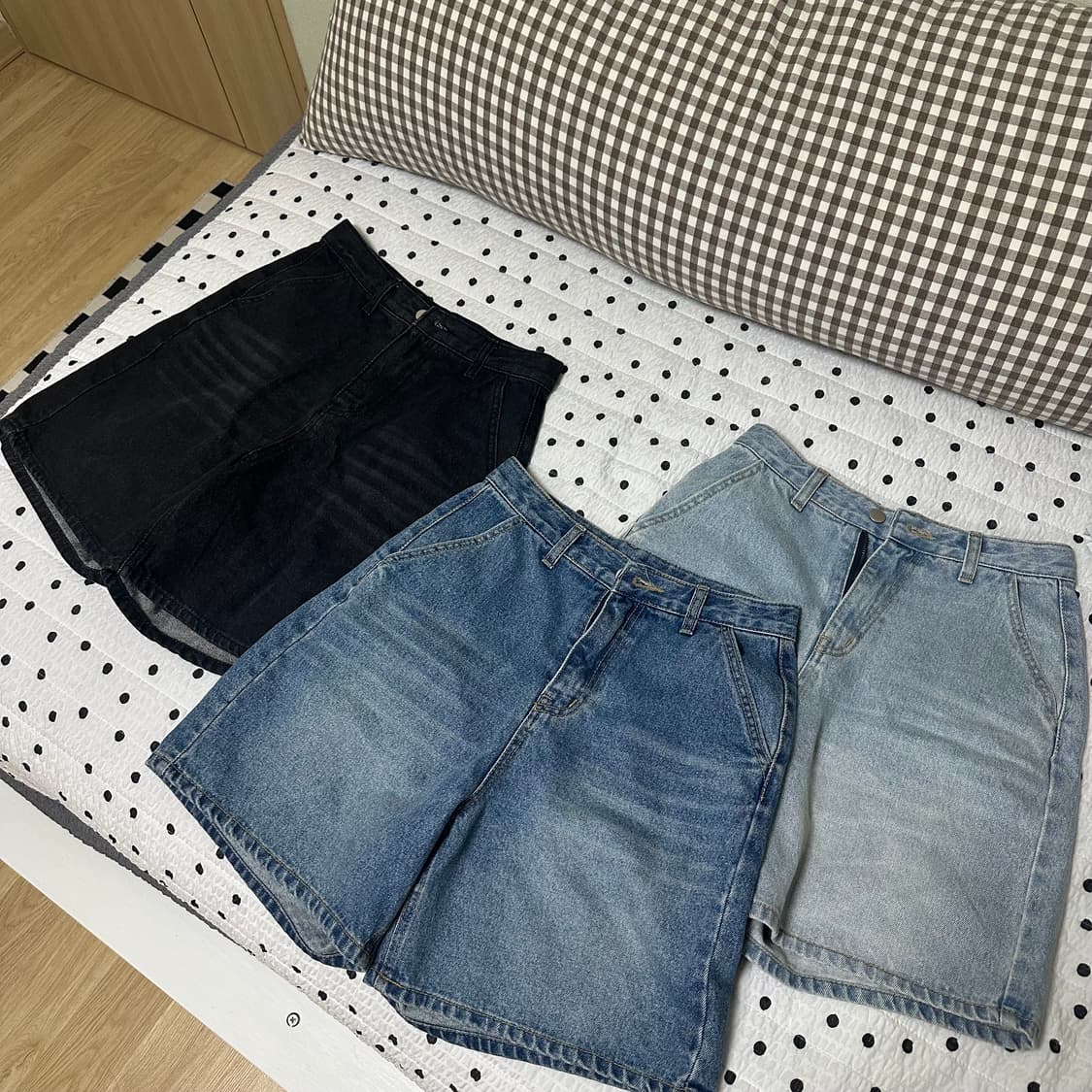 데일리쥬 론니브 버뮤다 5부 하프 데님 팬츠 흑청중청연청S 일괄 상품이미지7