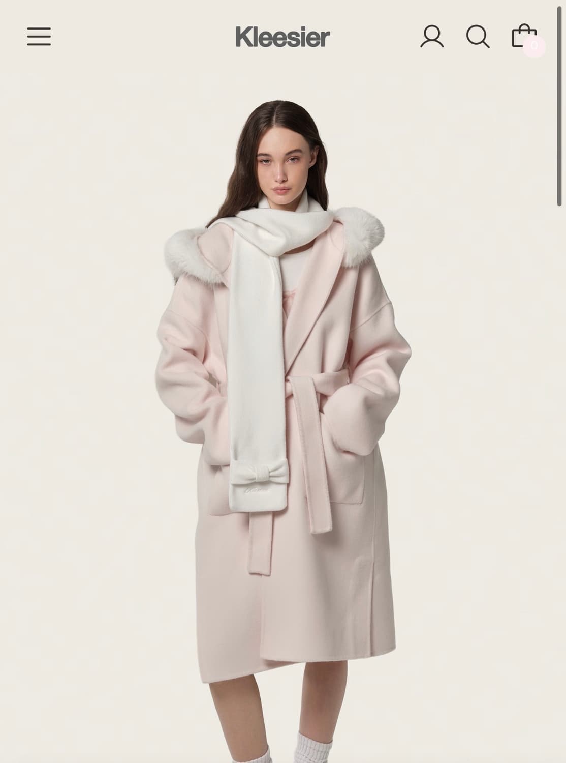 클리시어 베이비 리본 머플러 화이트 상품이미지1