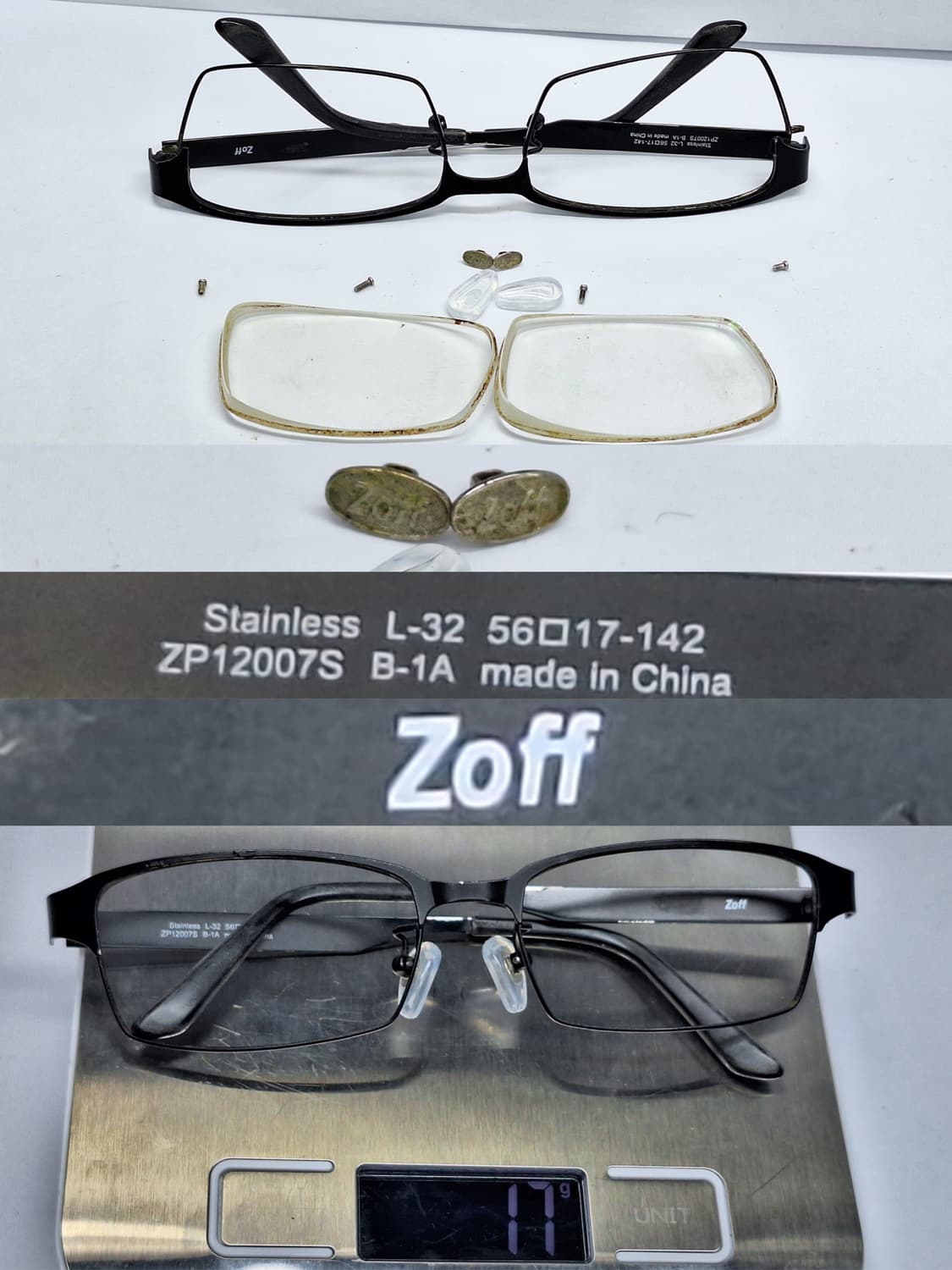 Joff 조프 ZP12007S 블랙 스퀘어 경량 안경테 안경/일본 수입  상품이미지2