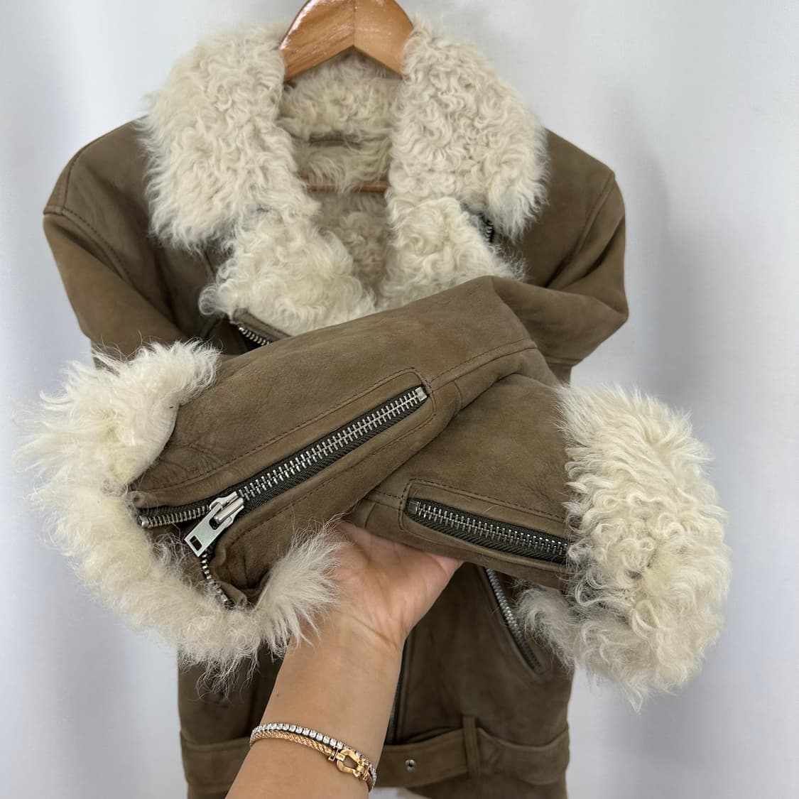   IRO 이로 여자 양털100% 무스탕 자켓 브라운 34  상품이미지3