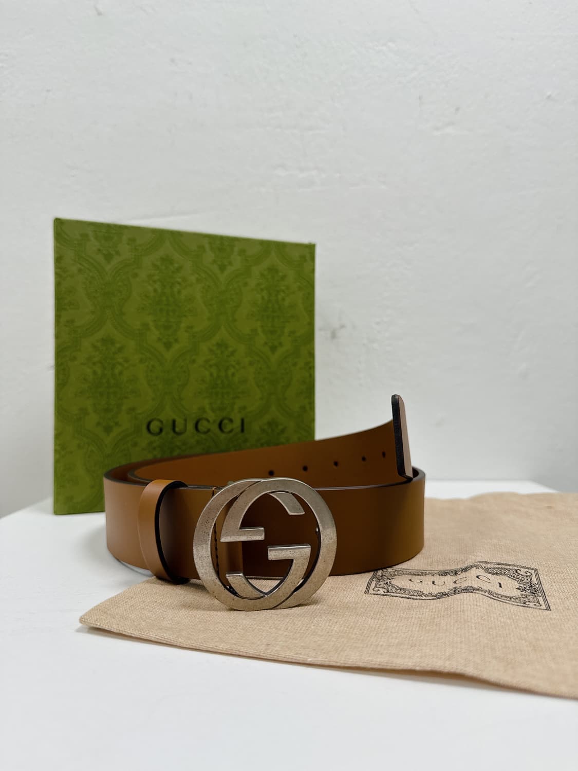 (정품/새상품) GUCCI 구찌 브라운 인터로킹 G버클 벨트 상품이미지5
