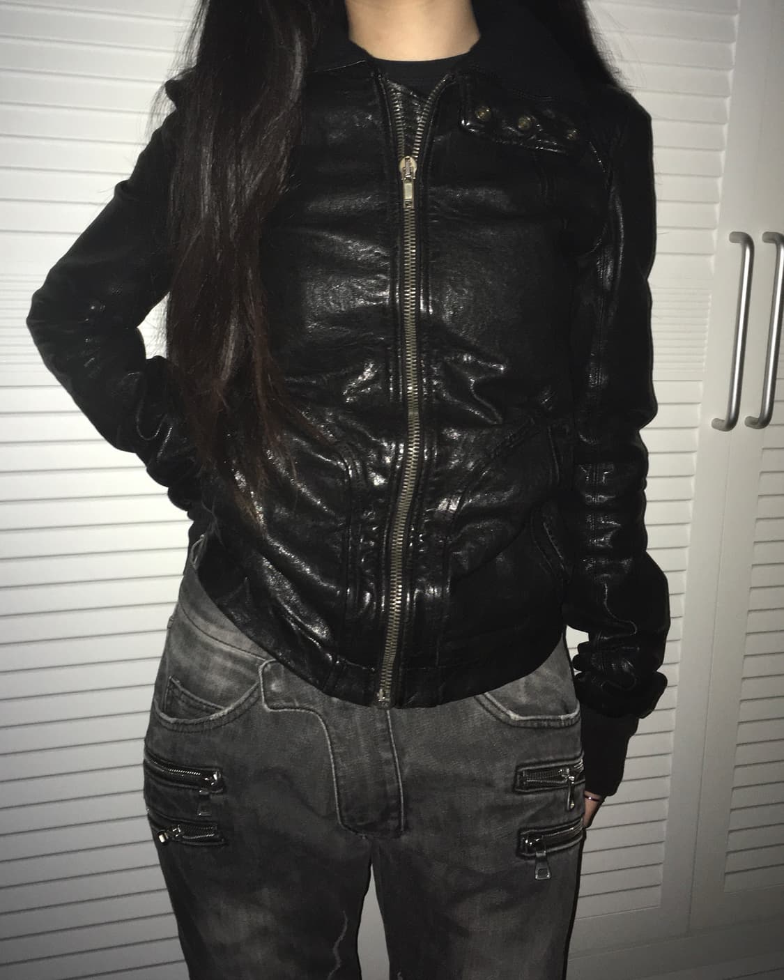 Rick Owens Intarsia High Neck 레더자켓 상품이미지2