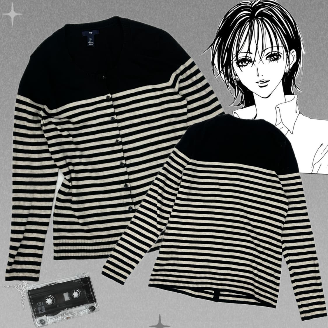 🖤나나깔 핀터깔 단가라 재팬 Gap가디건🖤그런지 히피 레이어드 니트 상품이미지1