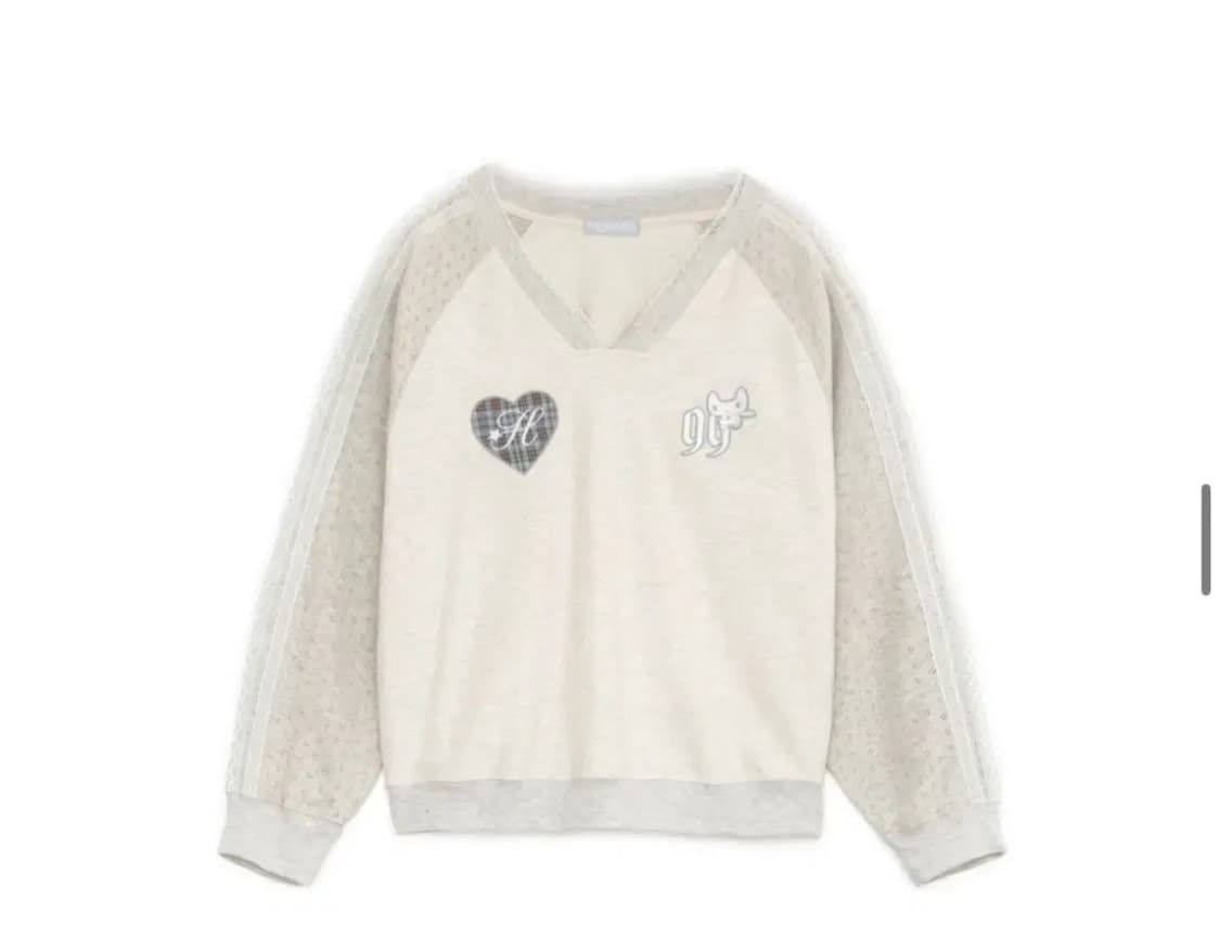 당일배송) 허그유어스킨 패치 브이넥 레글런 티 아이보리 상품이미지1