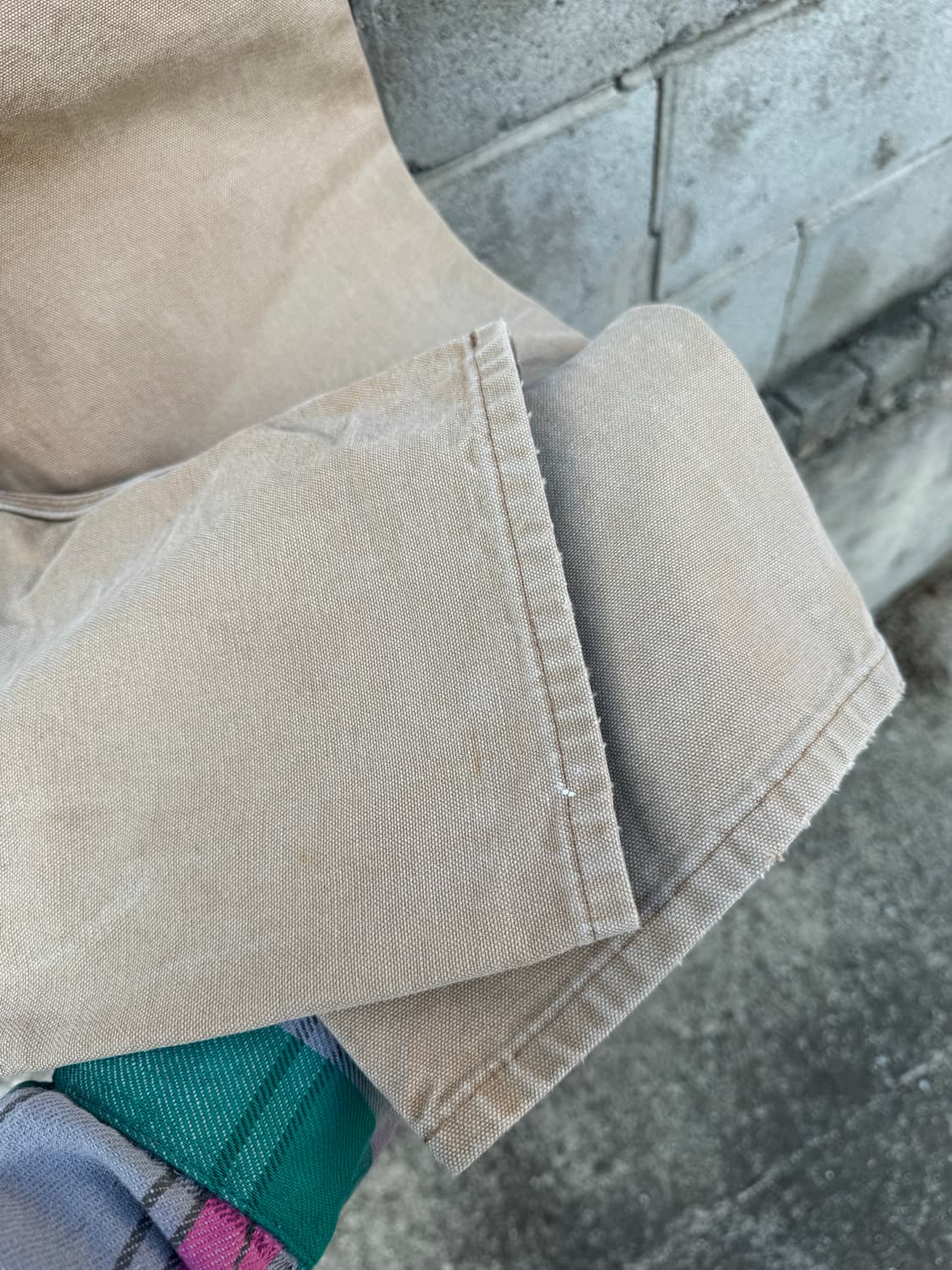 칼하트 빈티지 b136 브라운 더블니 하드페이딩 카펜터 워크 팬츠 상품이미지6