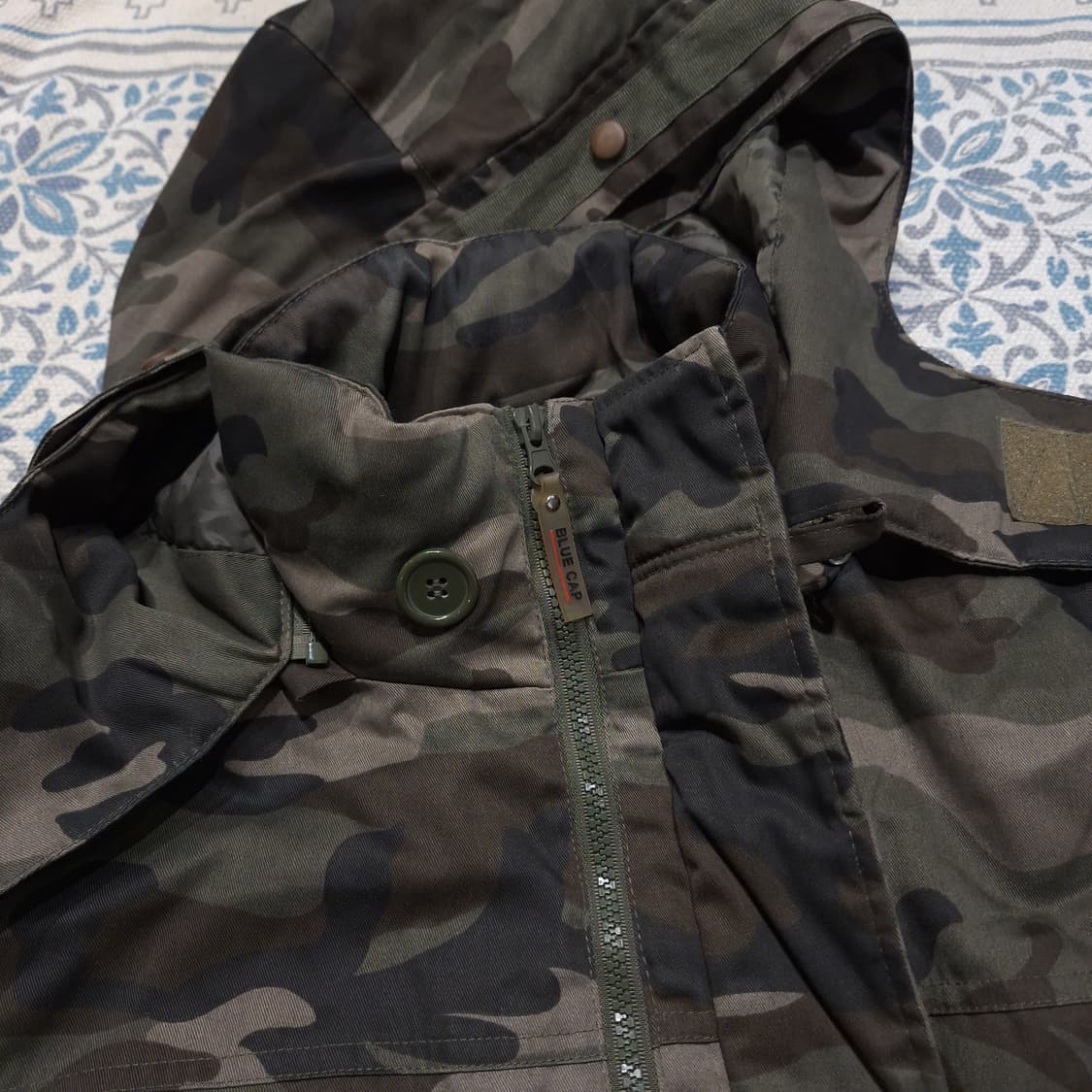 BLUE CAP 카키 밀리터리 우드랜드 카모플라쥬 히든집업 사파리 야상 상품이미지7