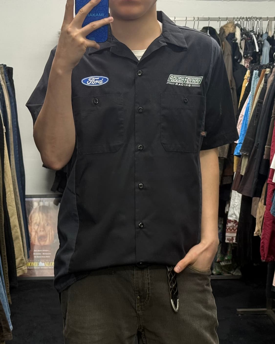 디키즈 포드 레이싱 반팔 워크 셔츠 패치 워크 M 95 블랙 미국 usa 상품이미지1