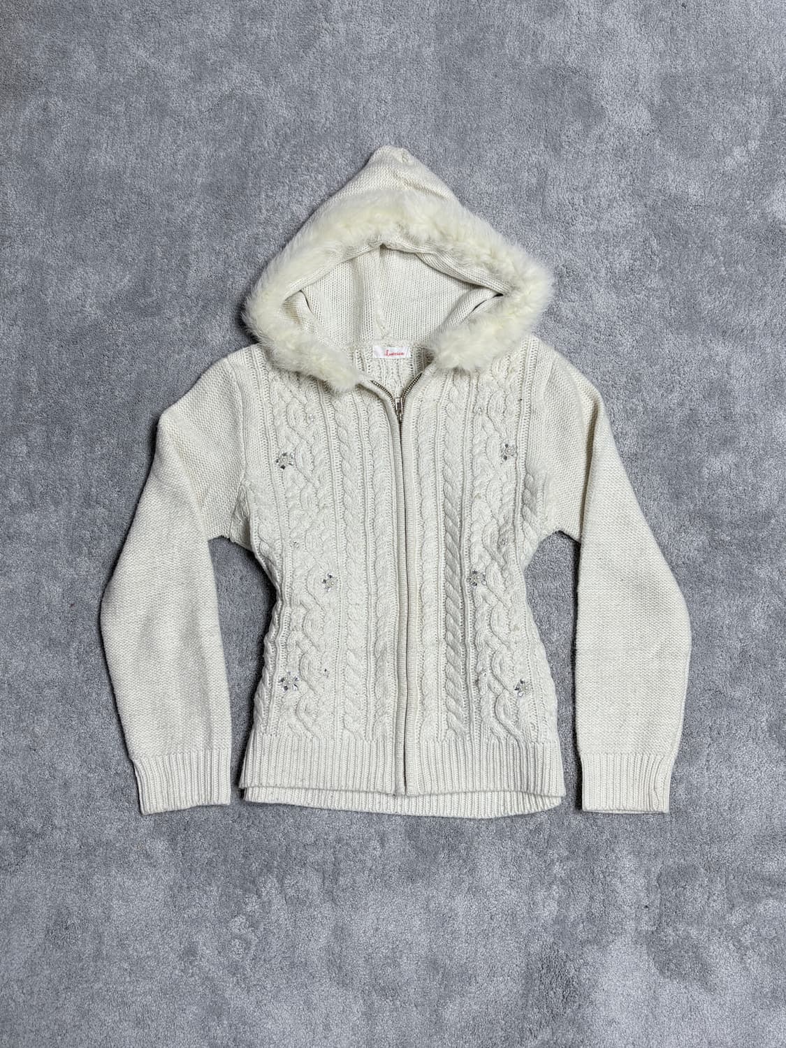 Vintage 00's gyaru & punk fur hood knit  상품이미지1