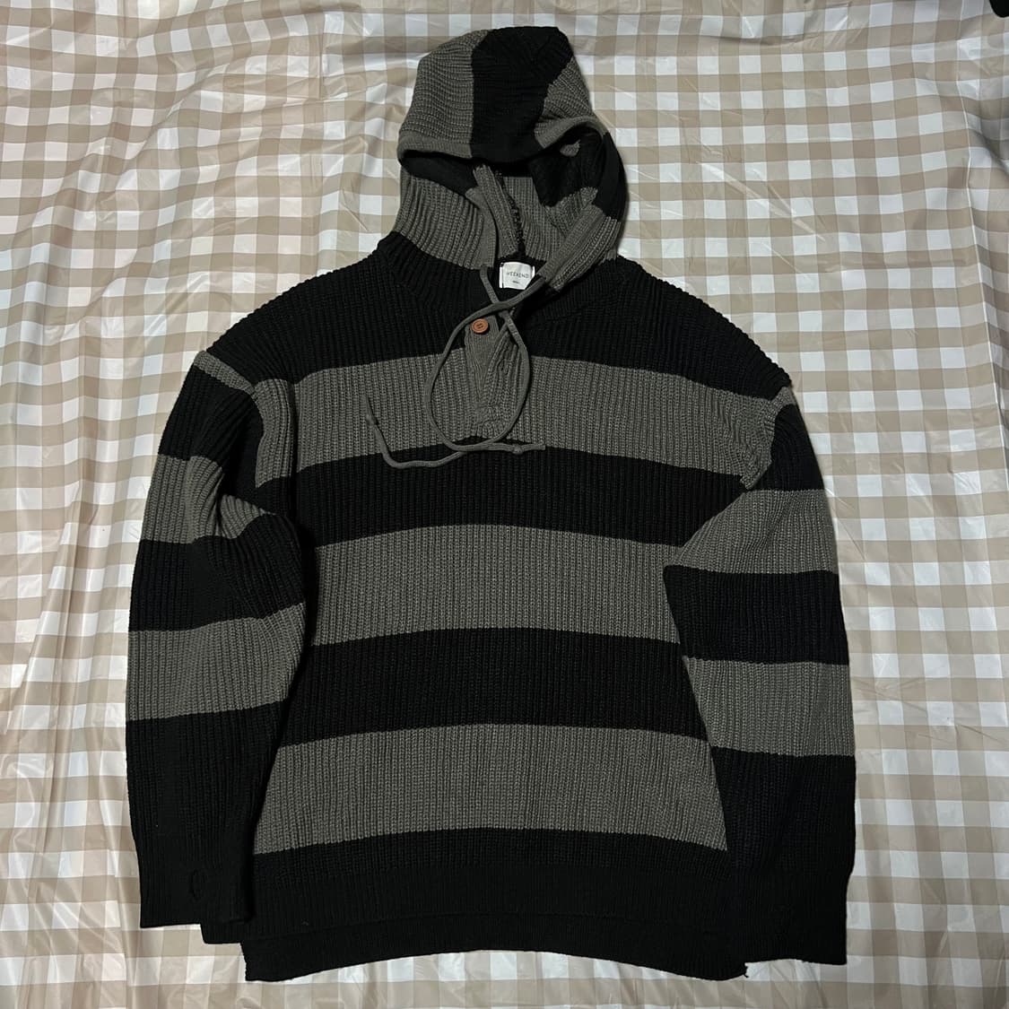 위켄드 니트 후드티 F 니트 후드 단가라 줄무늬 보세 구제 상품이미지1