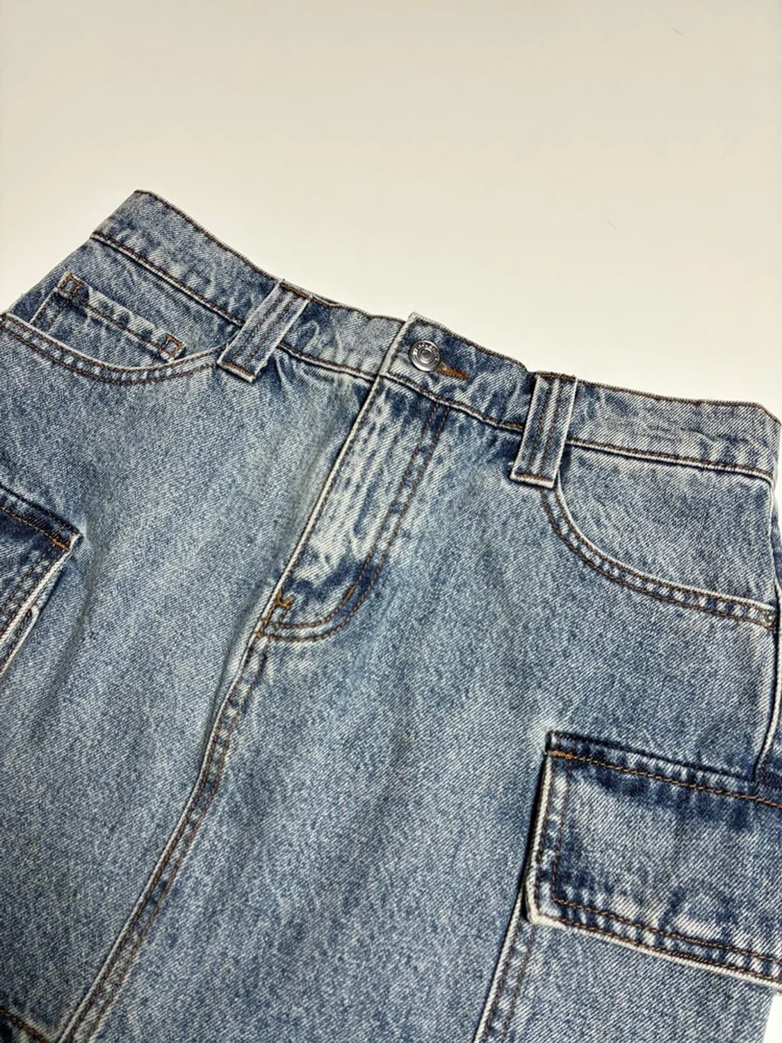 플랙 23FW 빈티지 워싱 카고 데님 미니 스커트 R1380 상품이미지2