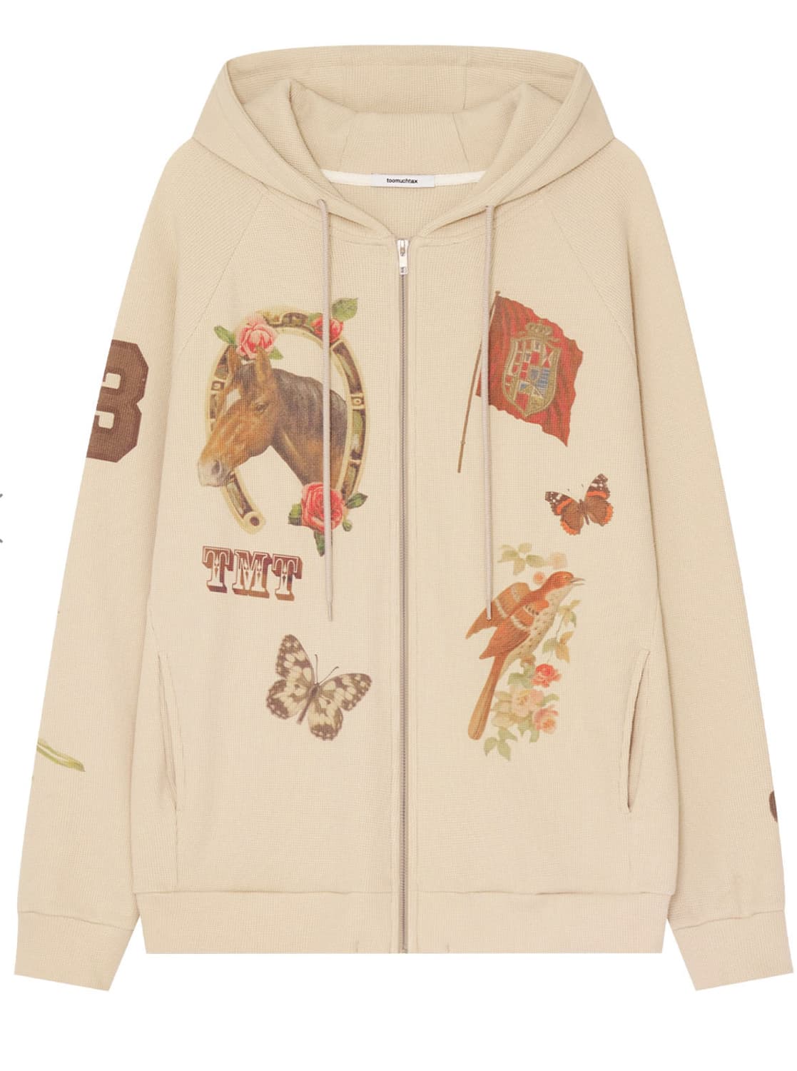 투머치택스 WESTERN WAFFLE ZIP-UP HOODIE (BEIG 상품이미지2