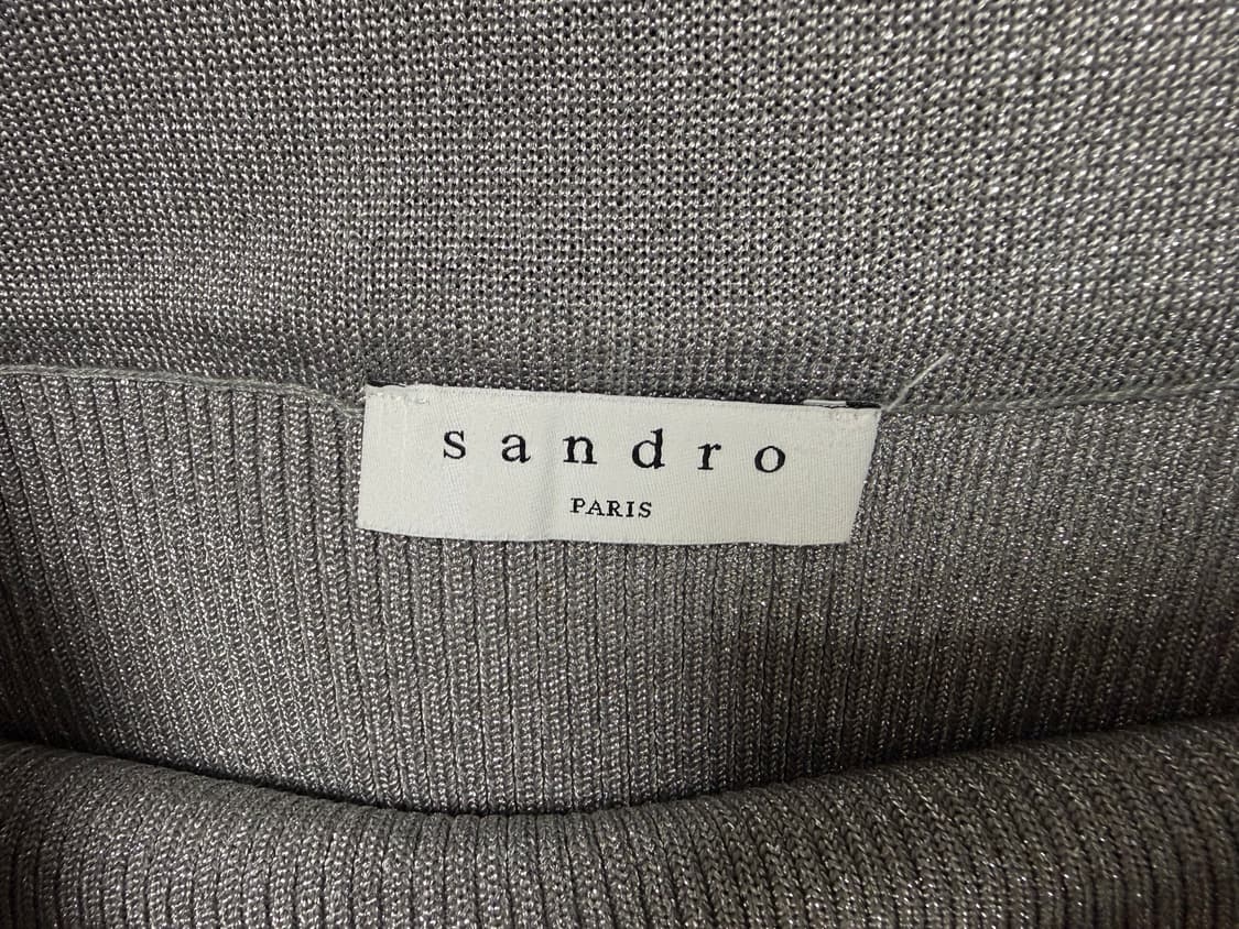 산드로(Sandro) 메탈릭 그레이 골지니트 스커트 상품이미지5