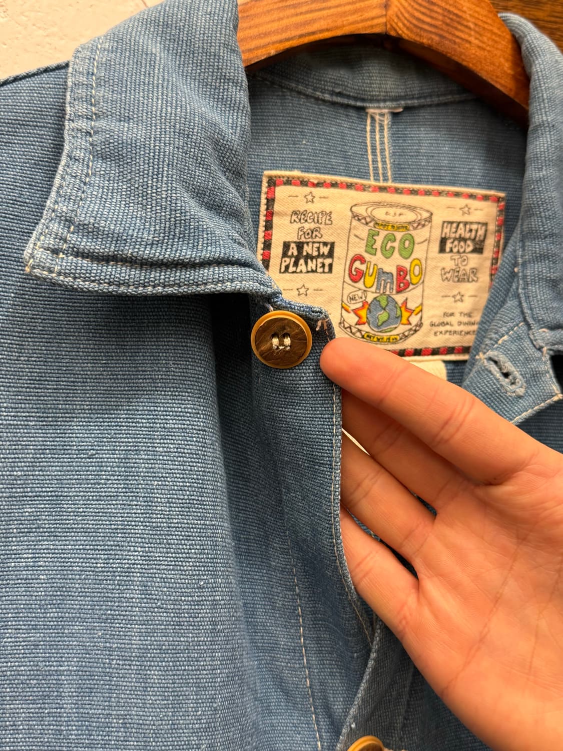 90s USA Indigo Cotton Chore Jacket 상품이미지4