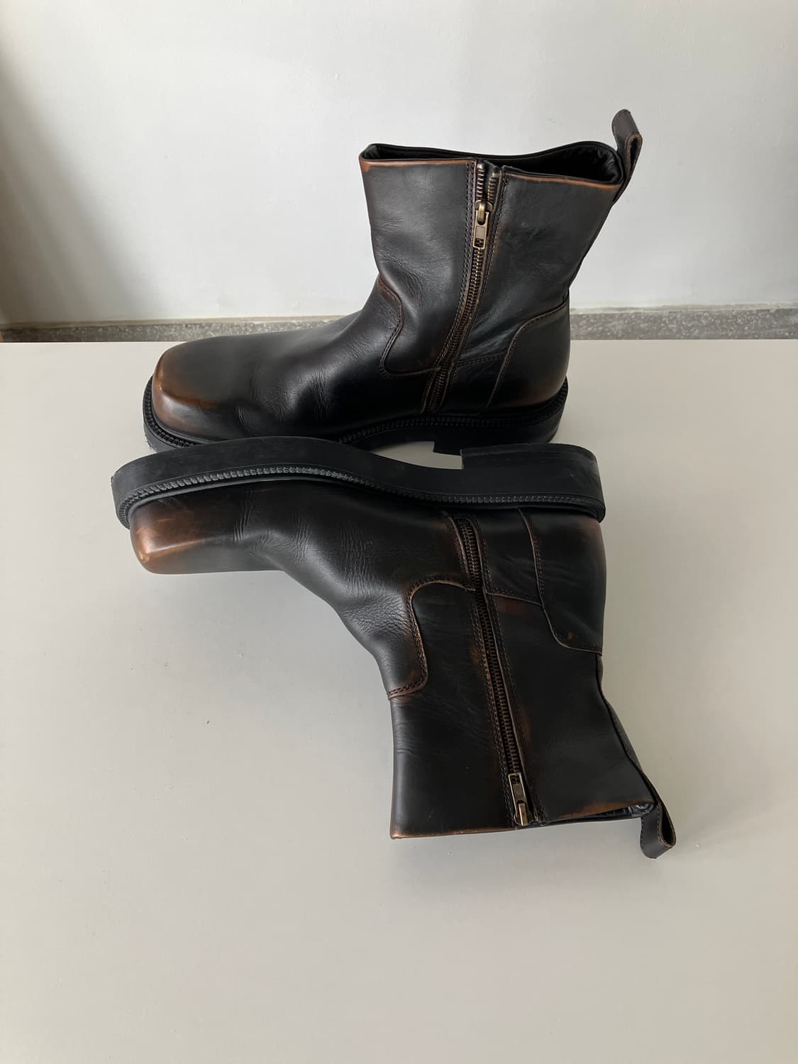 빈티지 브라운 사이드 지퍼 앵클부츠 44 상품이미지5