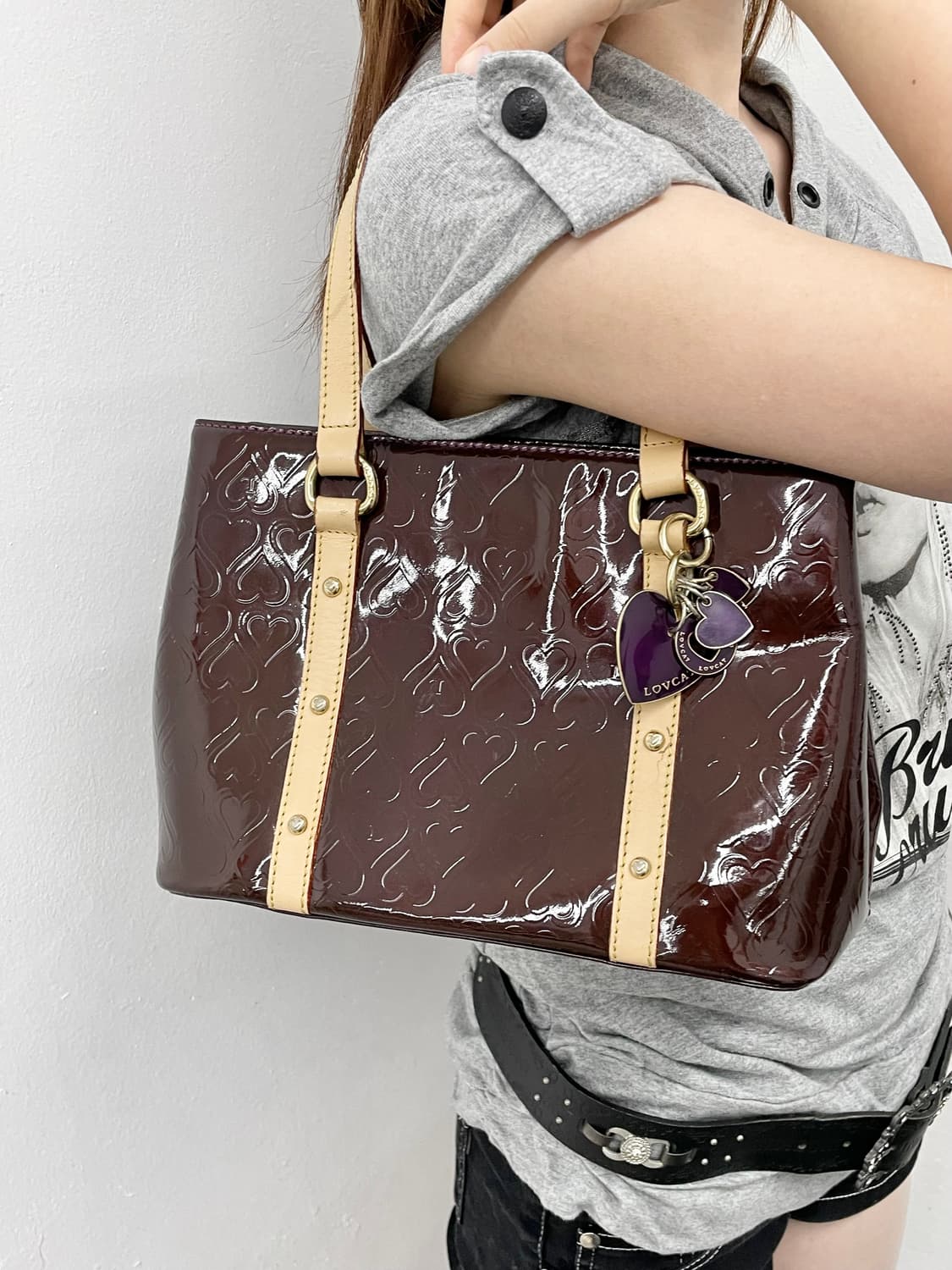 러브캣 하트 페이던트 키링 숄더백🍩 상품이미지4