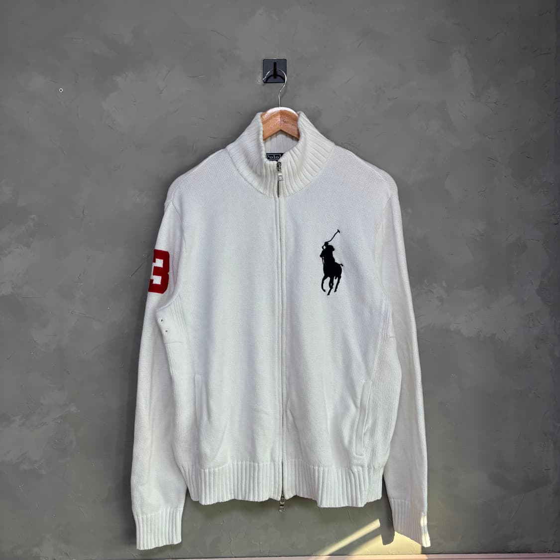폴로 랄프로렌 빅포니 니트 집업 화이트 상품이미지1