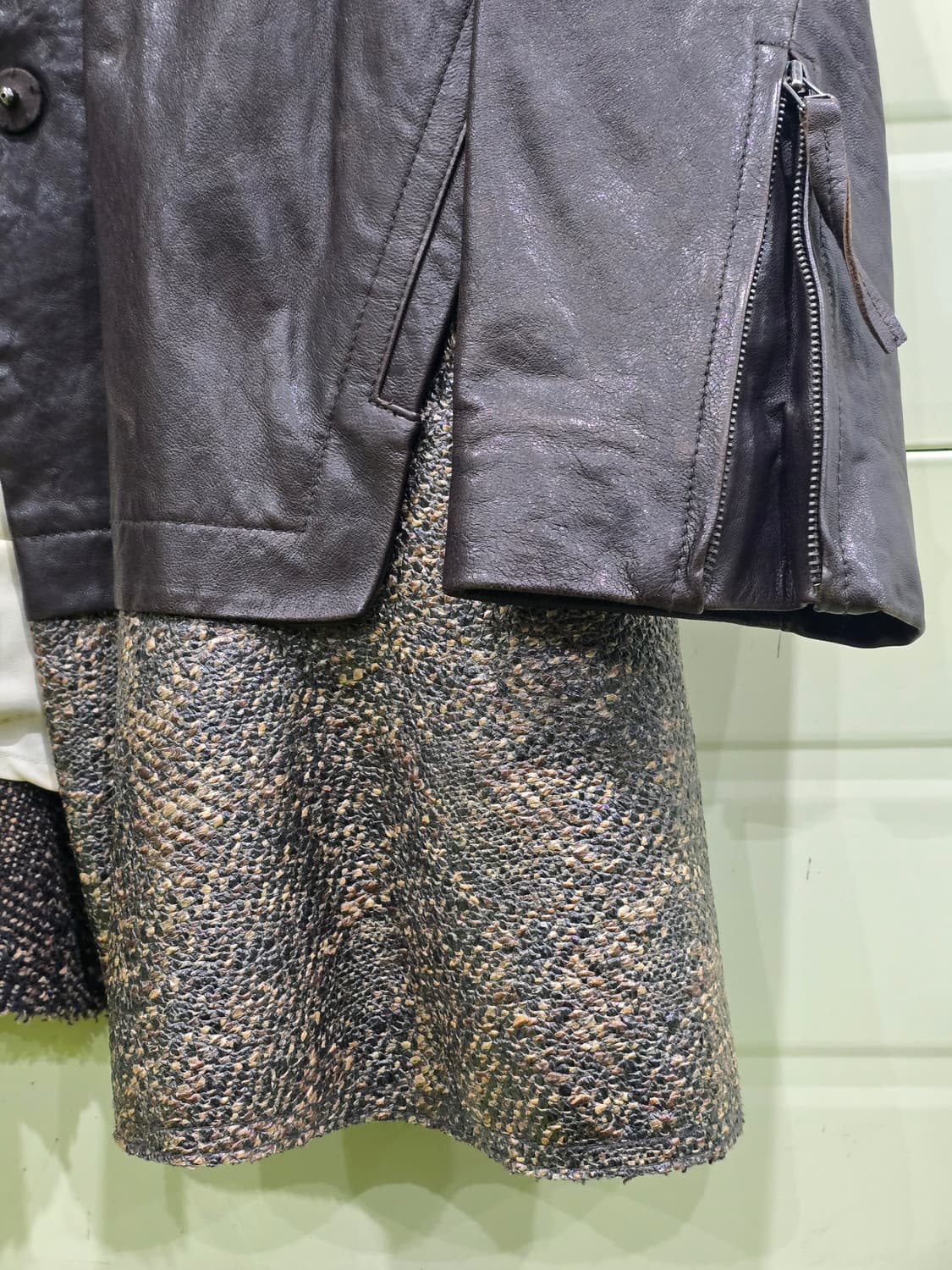 가죽과 패브릭이 믹스된 유니크한 자켓 66 상품이미지3