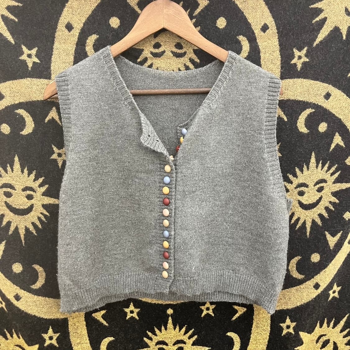 빈티지 모리 키치 레인보우 캔디단추 니트 베스트 K0151 상품이미지3