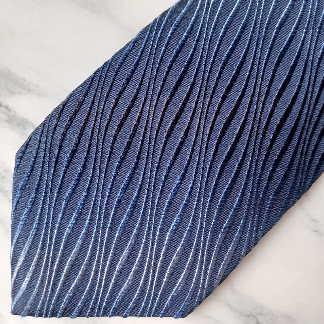 겐조 실크 블루 웨이브 자카드 넥타이 9cm S~A+등급 E897
 상품이미지7