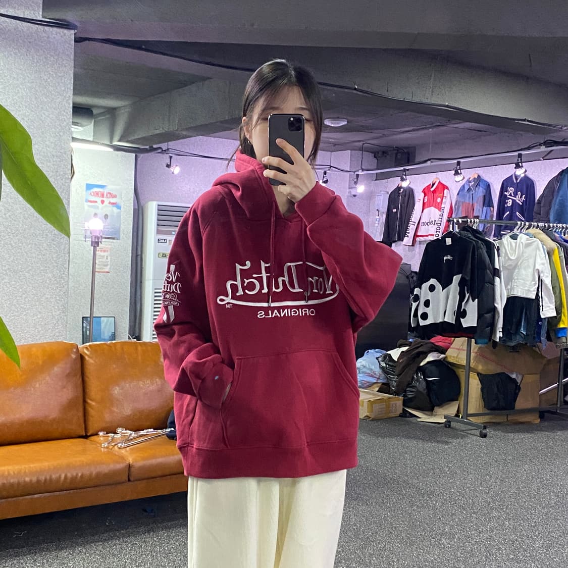 본더치 빅로고 버건디 후드티 B3339 상품이미지1