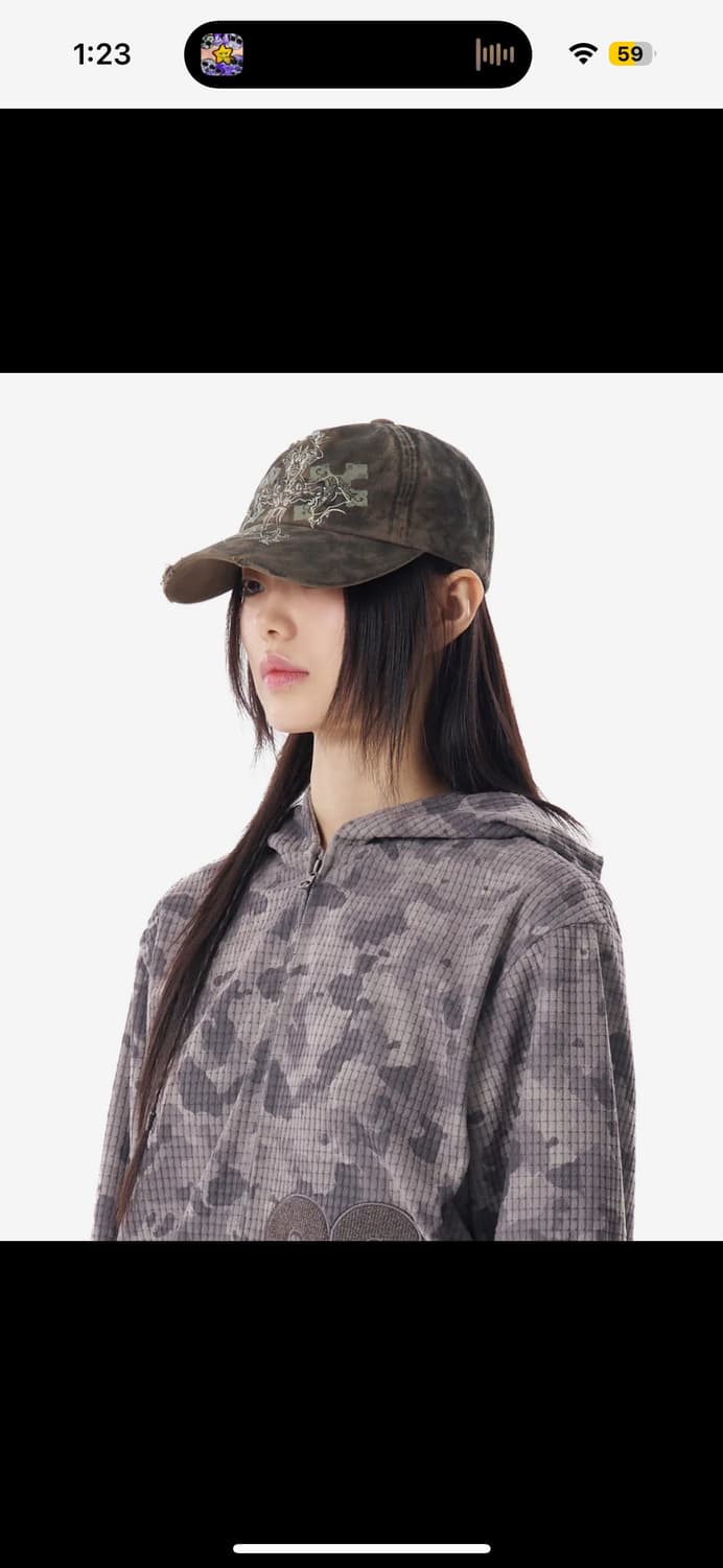 아캄 데미지 볼캡 카키 상품이미지5