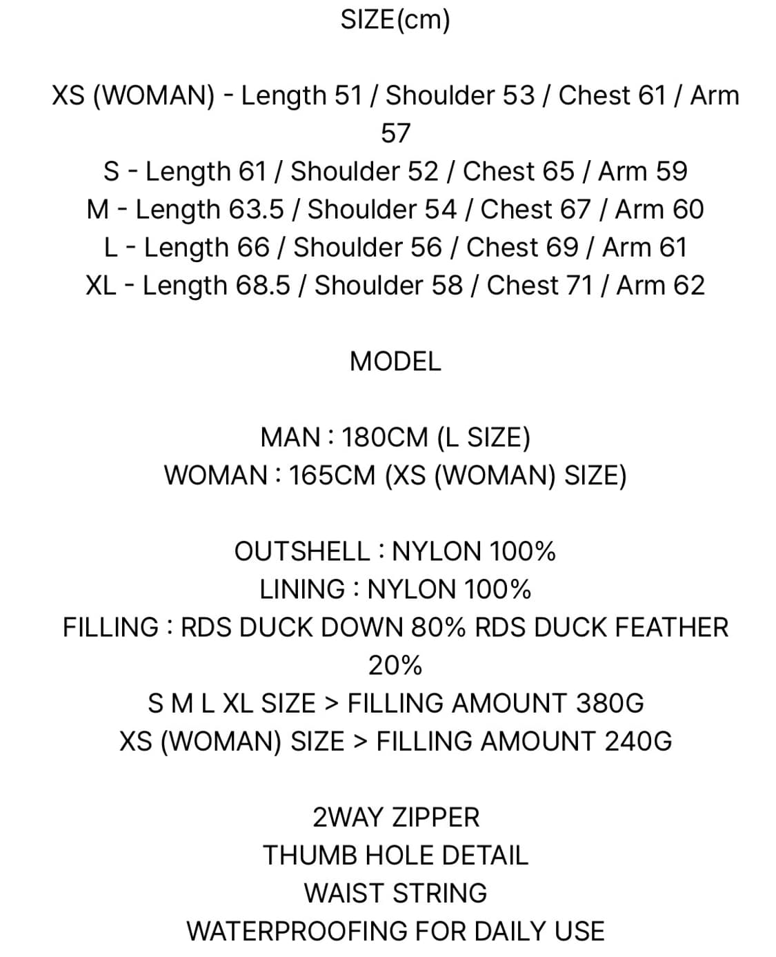 노매뉴얼 덕다운 패딩 블랙  상품이미지9