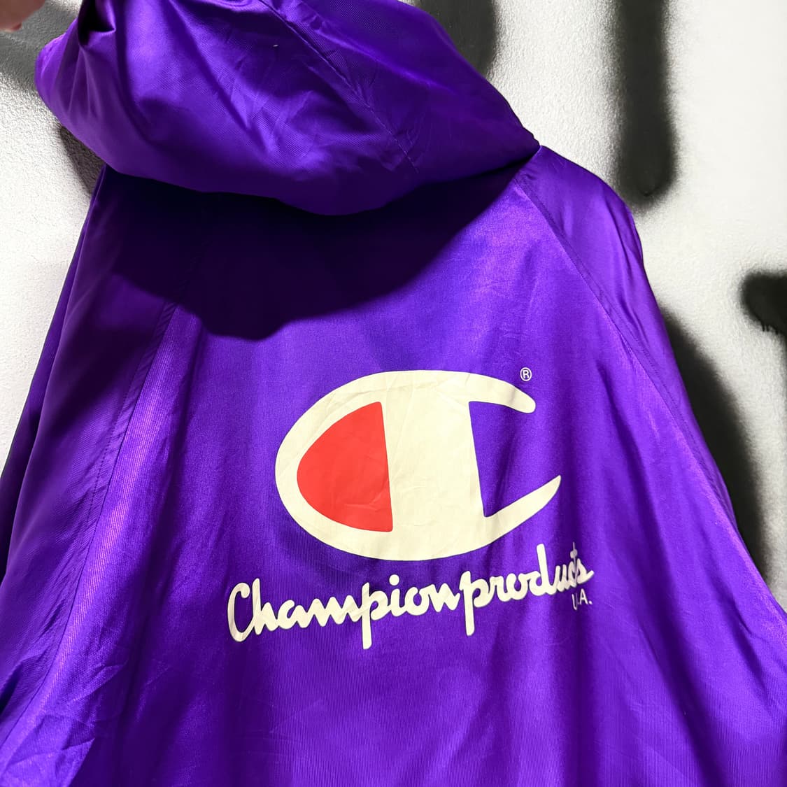 챔피온 00s 올드스쿨 빅 프린팅 플리스 돕바 롱 코치 자켓 상품이미지6