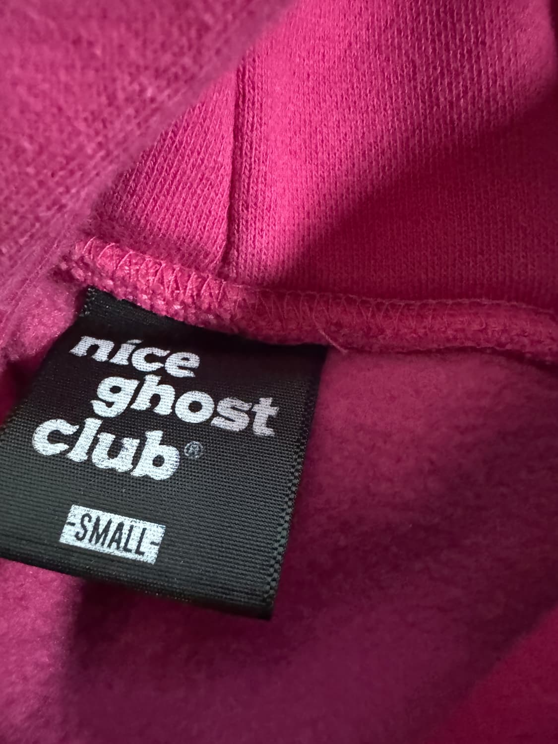 공용!! 나이스고스트클럽 프린팅 오버핏 기모 후드티 S 핑크 상품이미지3