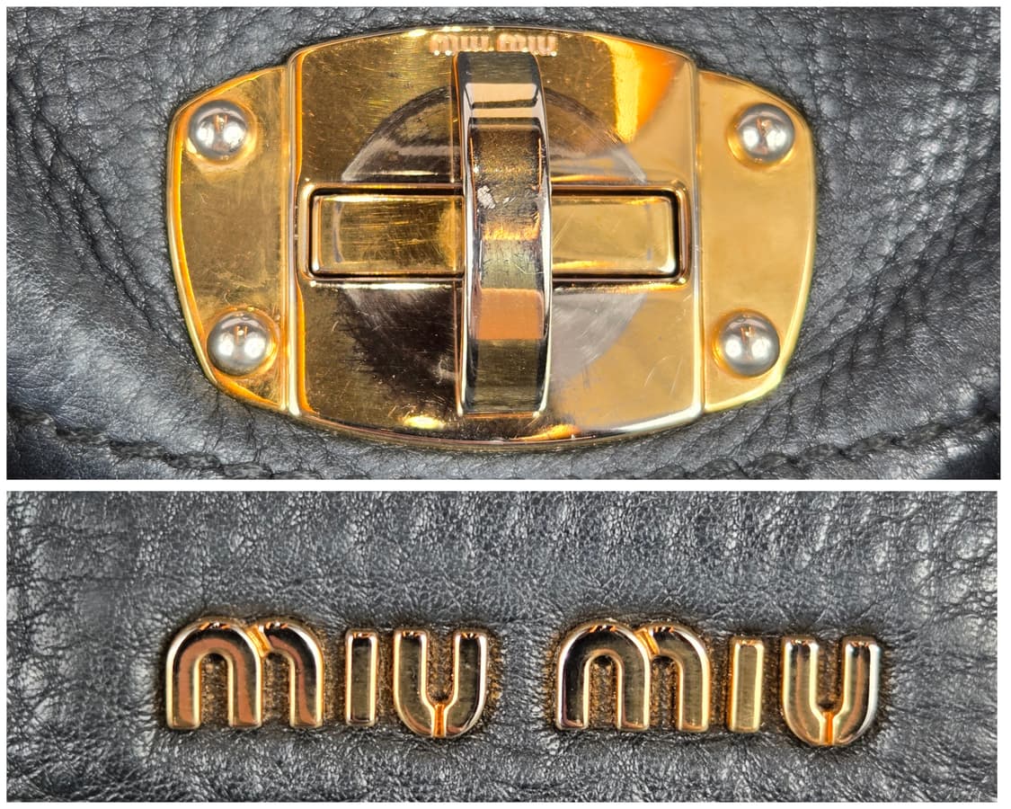 miumiu 미우미우 가죽 사첼백 토트백 가방 정품 블랙 상품이미지4