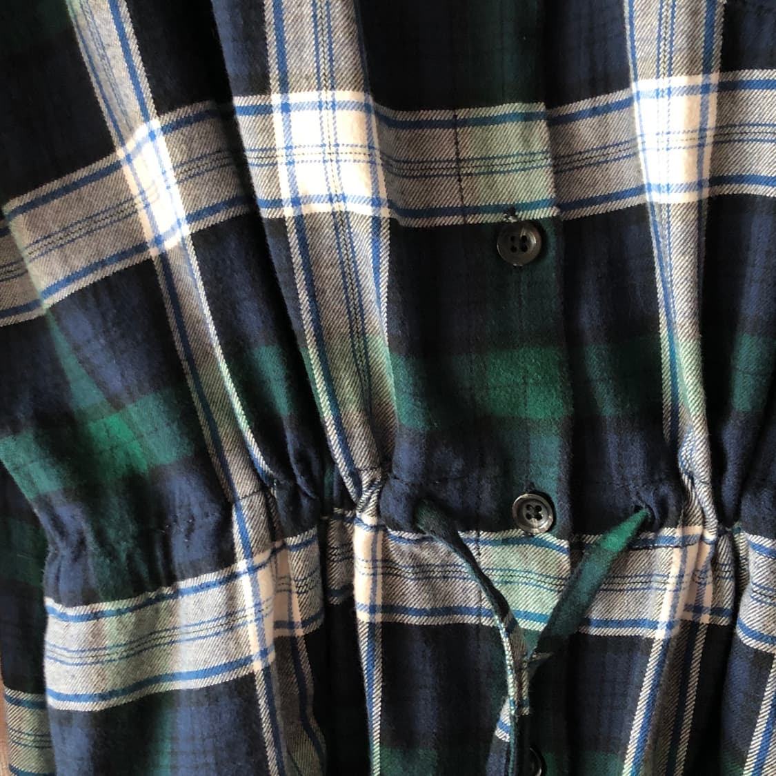 유니클로 체크 롱 미디 원피스 데일리 프리 캐쥬얼 카라 셔츠 셔링 임부 상품이미지3