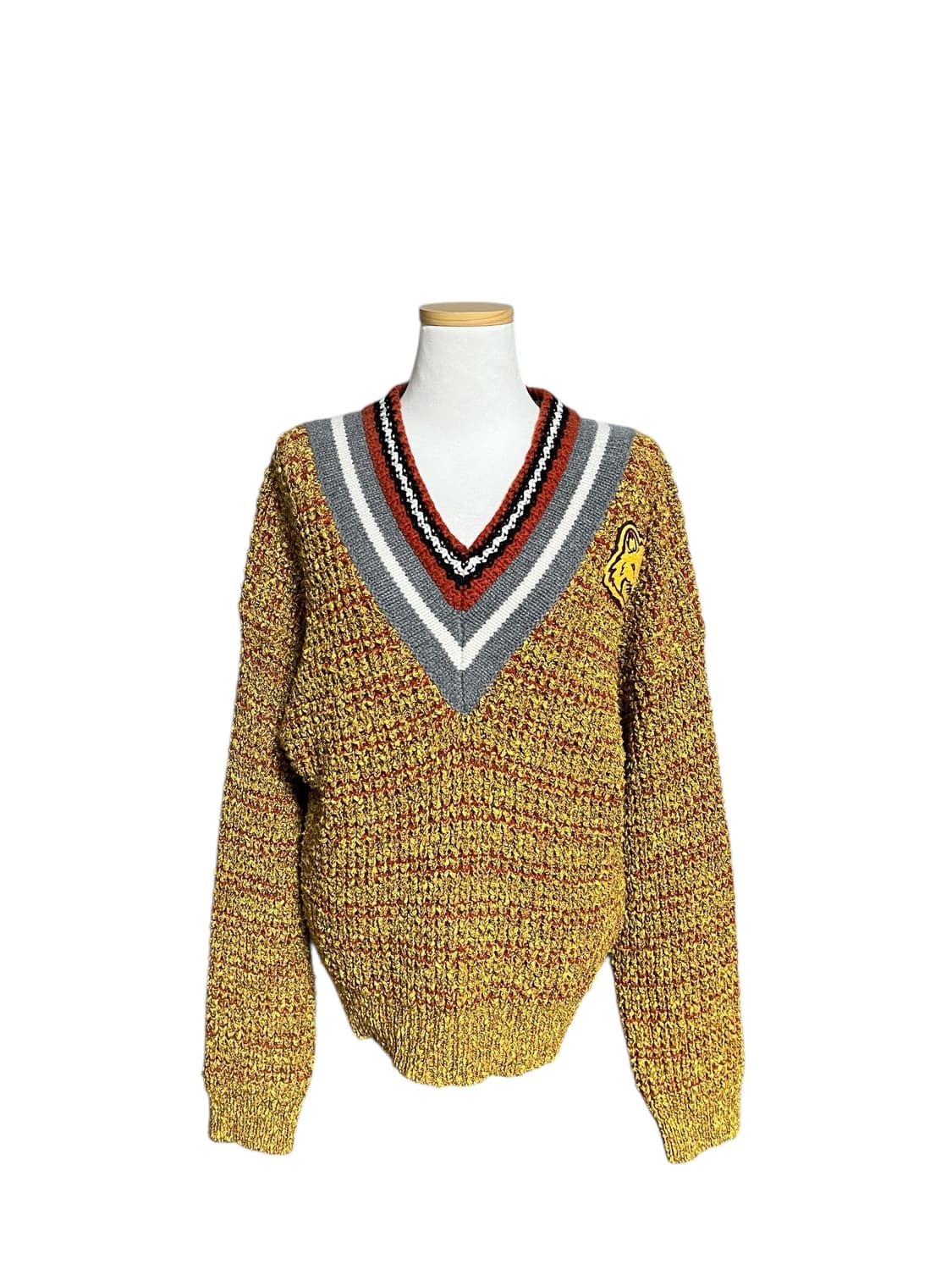 (새상품) 메종키츠네 브이넥 니트 옐로우 겨울니트 남녀공용S 상품이미지1