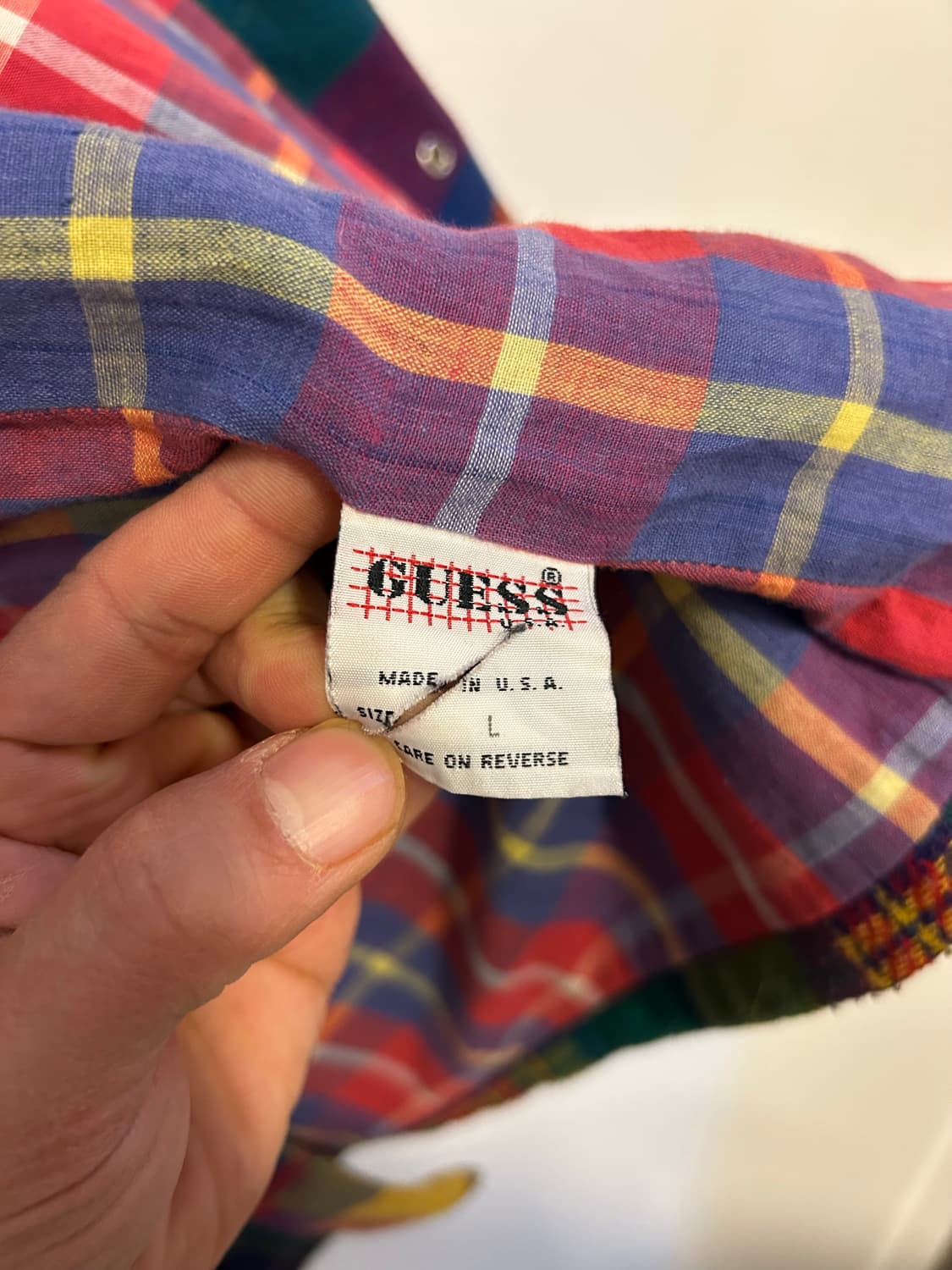 90s USA 게스 울 패치워크 자켓 상품이미지5