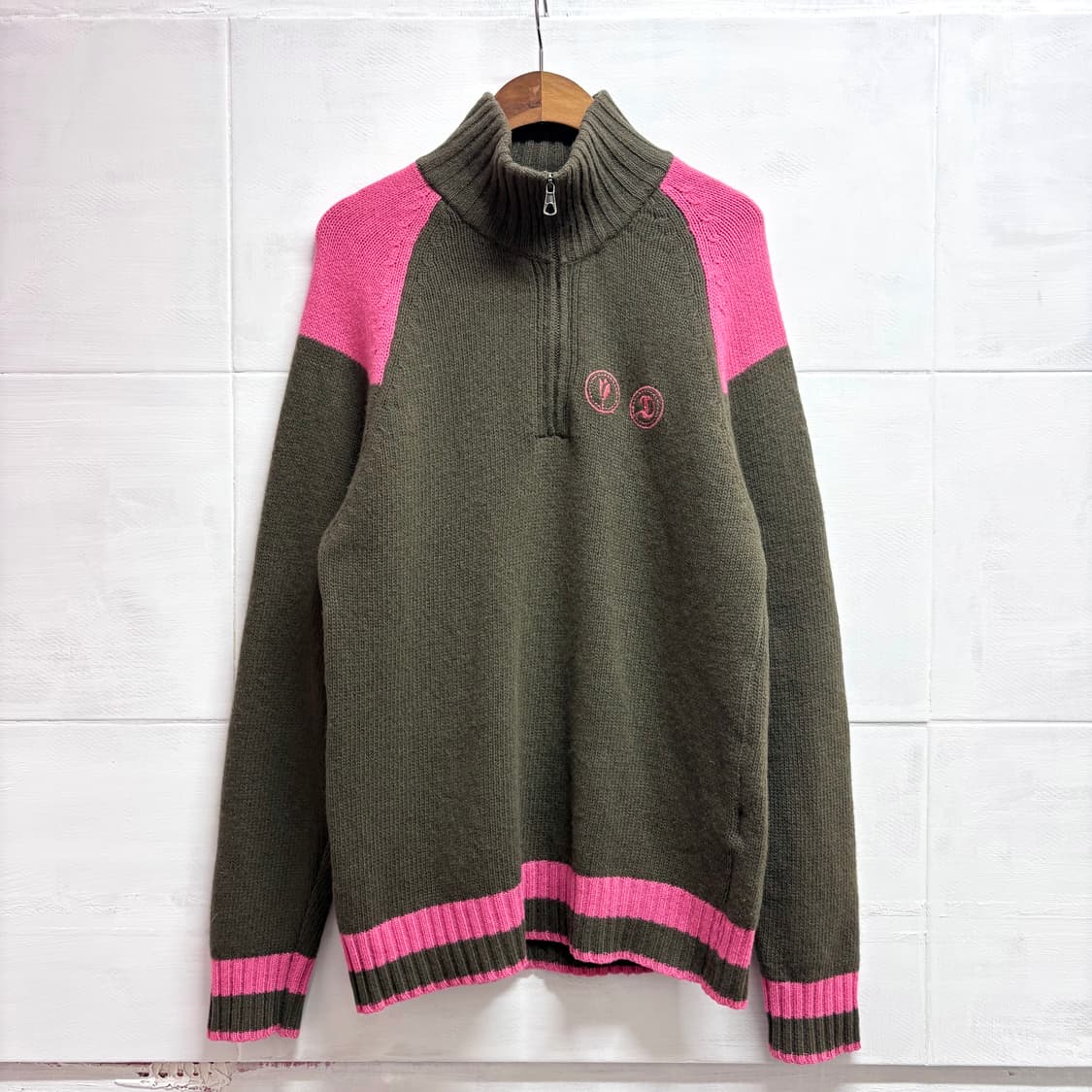 DIESEL 디젤 핑크 울 니트 반집업 긴팔 M 상품이미지1